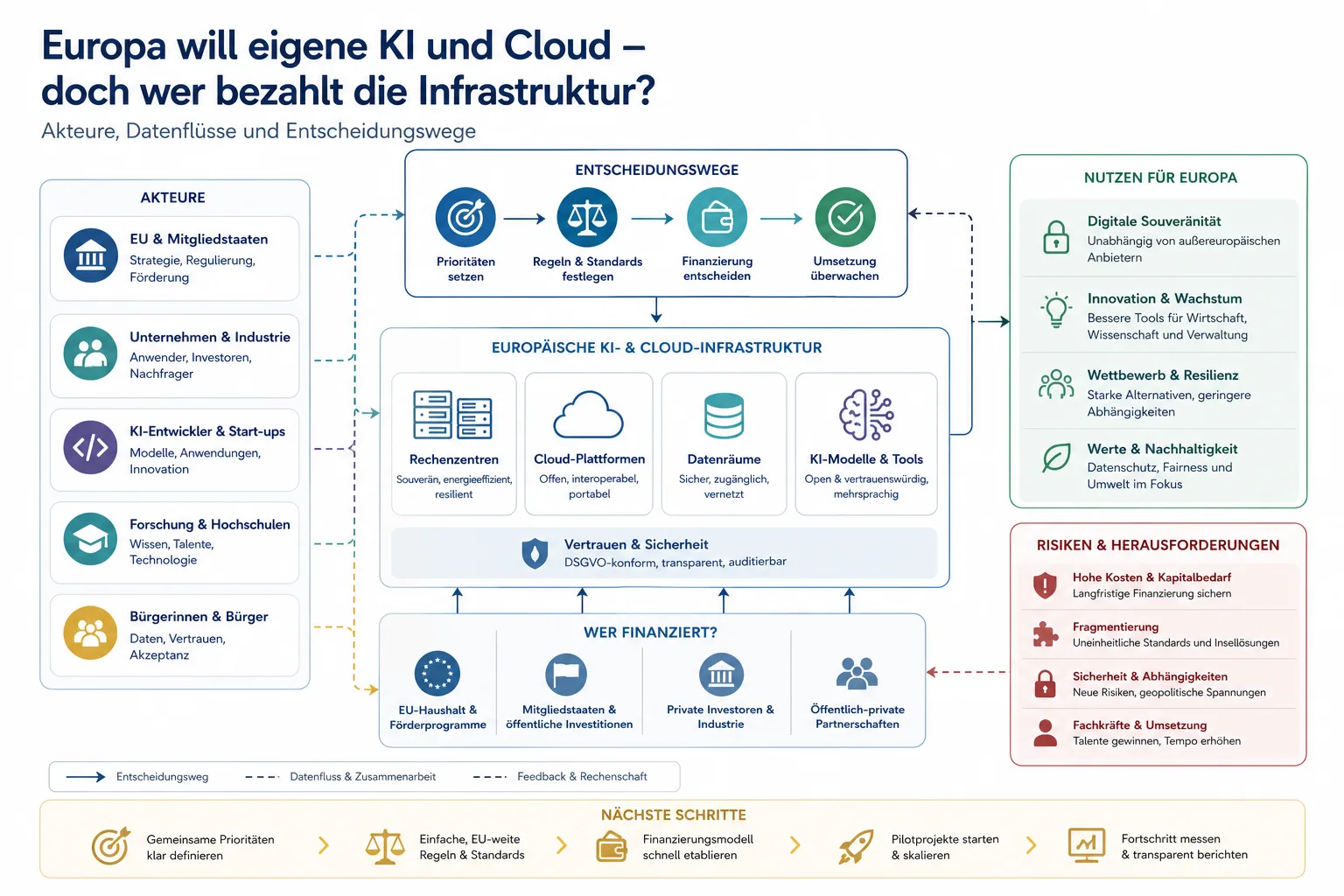 Europa will eigene KI und Cloud – doch wer bezahlt die Infrastruktur?: Überblick über Akteure und Zusammenhänge.