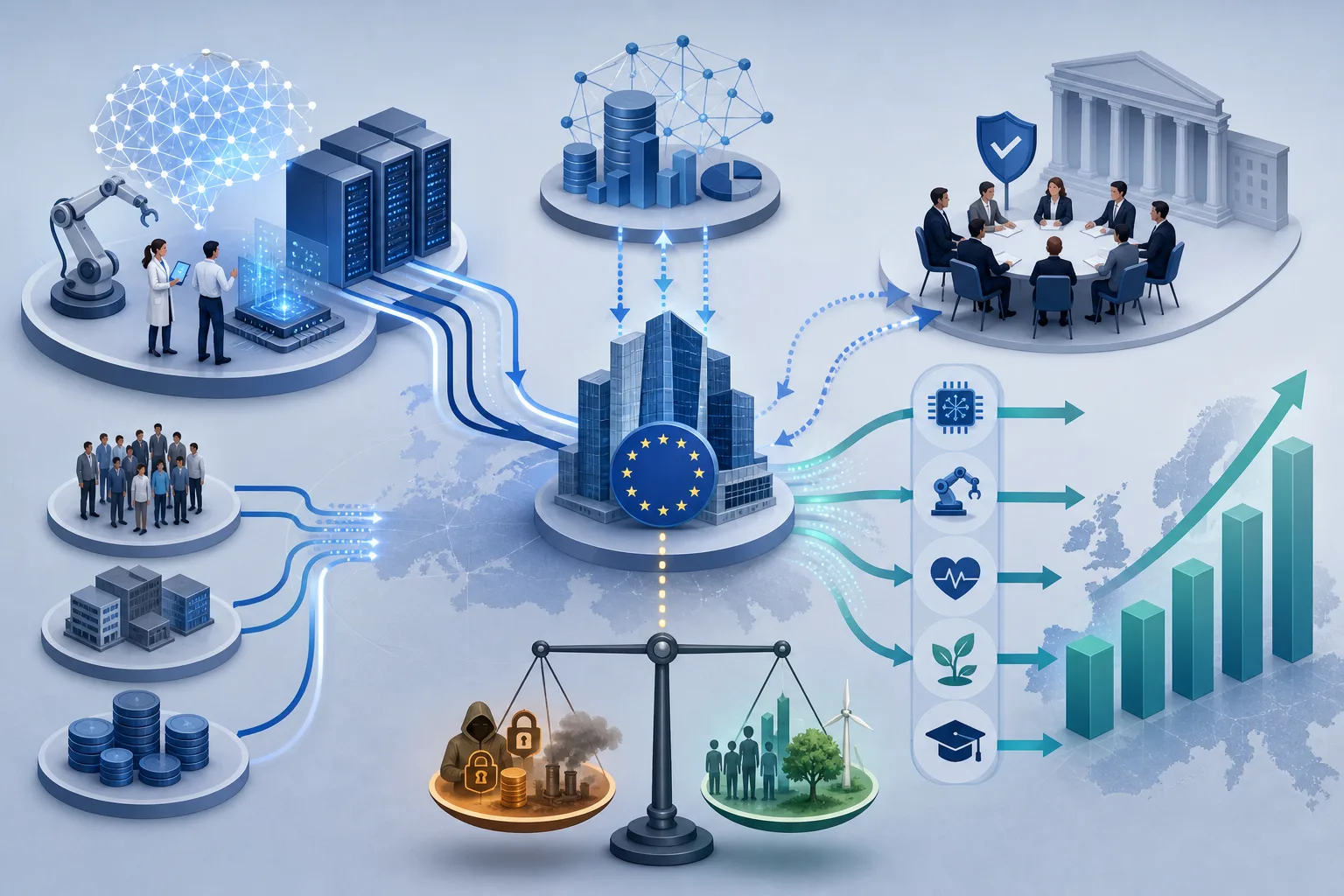 EZB rückt KI-Investitionen in den Fokus: EZB rückt KI-Investitionen in den Fokus: Überblick über Akteure und Zusammenhänge.