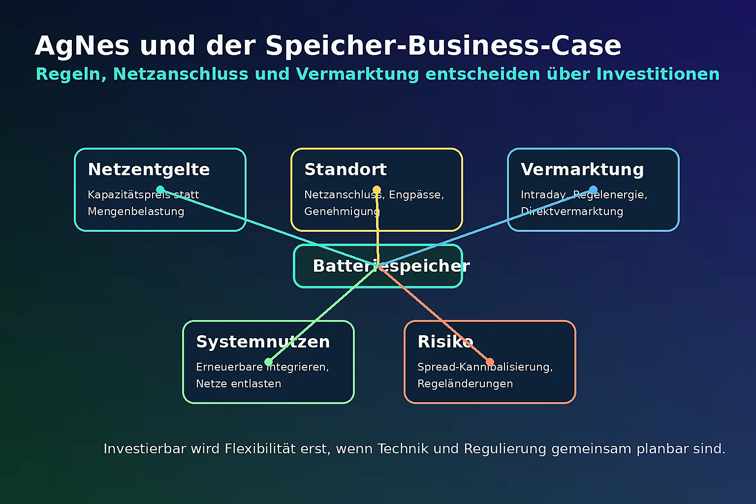 Schaubild zu AgNes, Netzentgelten und dem Geschäftsmodell von Batteriespeichern