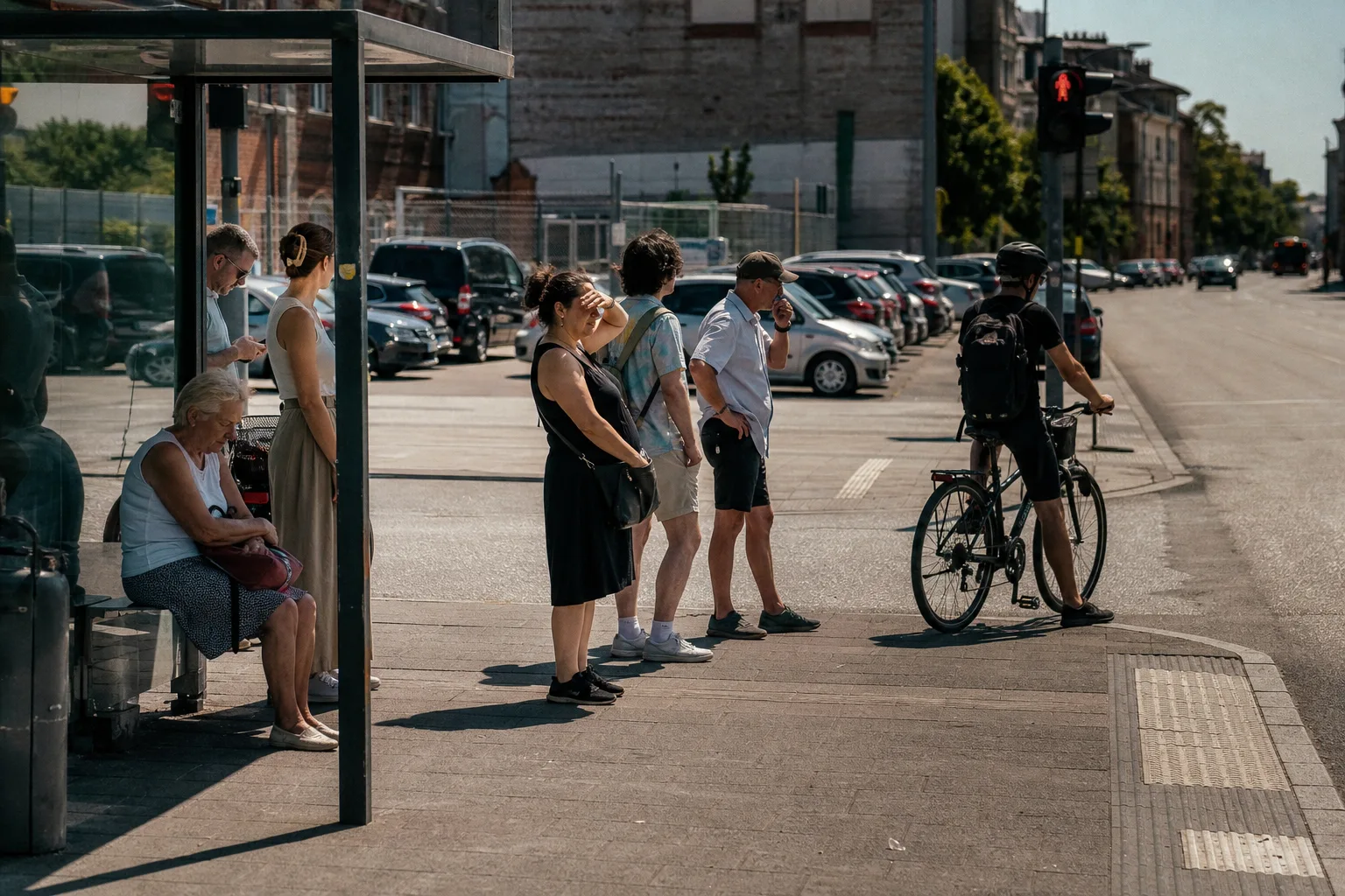 Hitze und Mobilität: redaktionelle Fotoszene zum Artikel mit den wichtigsten Auswirkungen.