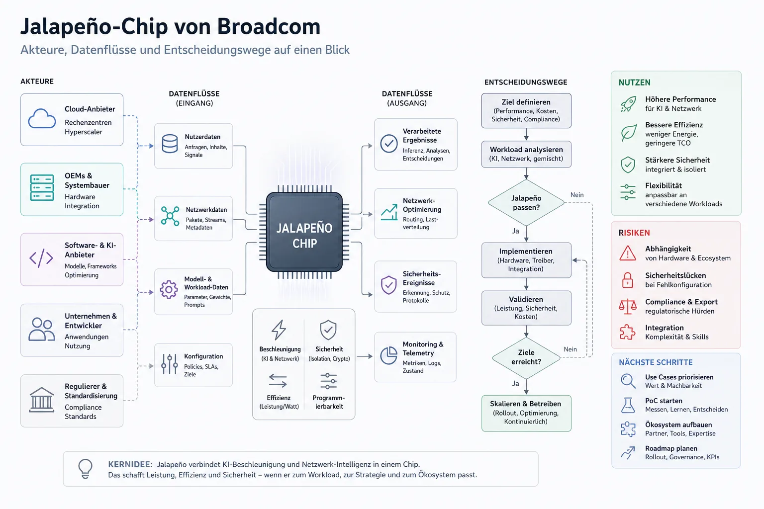 Jalapeño-Chip von Broadcom: Überblick über Akteure und Zusammenhänge.