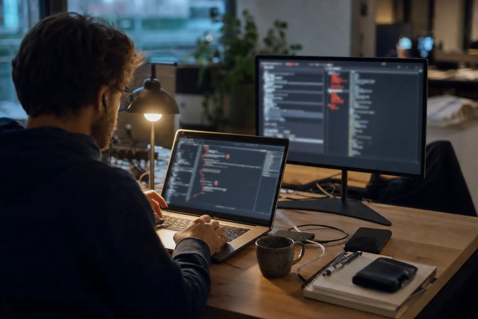 KI-Coding im Alltag: redaktionelle Fotoszene zum Artikel mit den wichtigsten Auswirkungen.