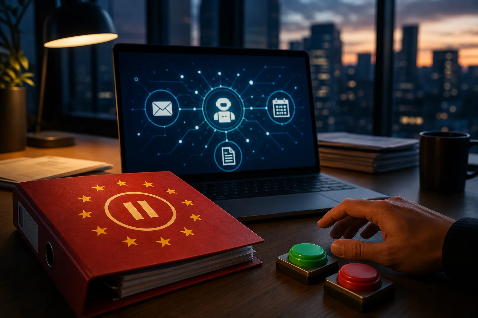Künstliche Intelligenz: redaktionelle Visualisierung mit Datenflüssen, Risiken und Unternehmensprozessen