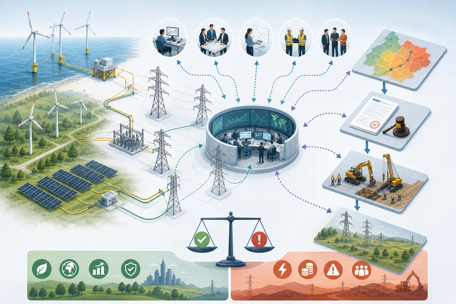 Netzanschluss für Wind und Solar: Netzanschluss für Wind und Solar: Überblick über Akteure und Zusammenhänge.