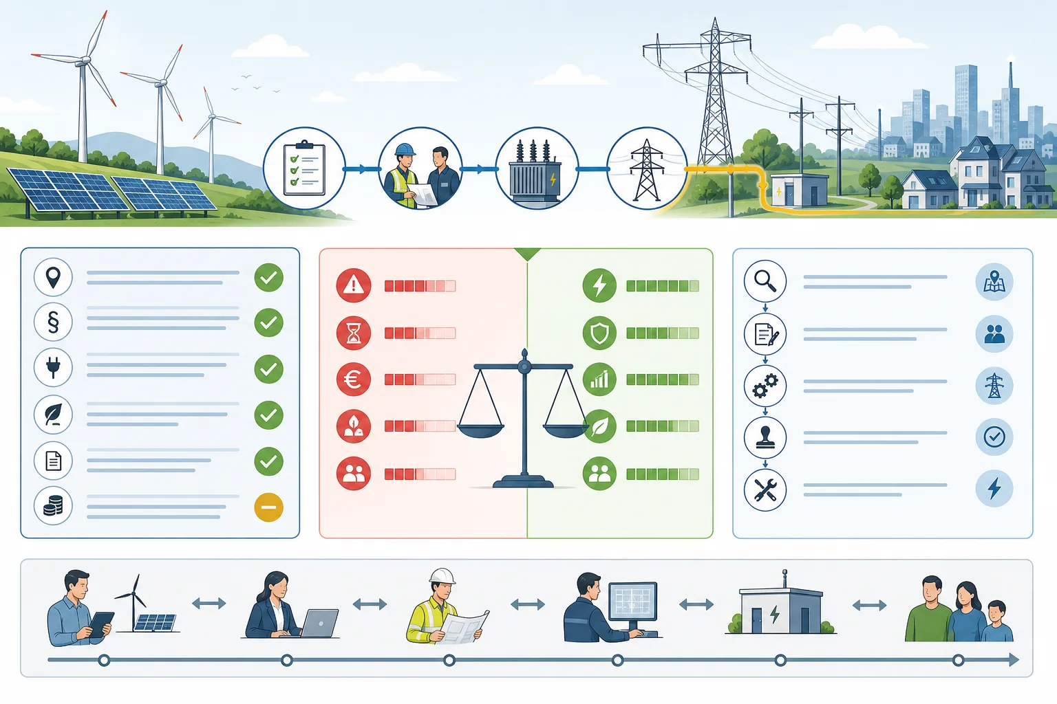 Netzanschluss für Wind und Solar: Netzanschluss für Wind und Solar: Praxis-Checkliste mit Risiken und nächsten Schritten.
