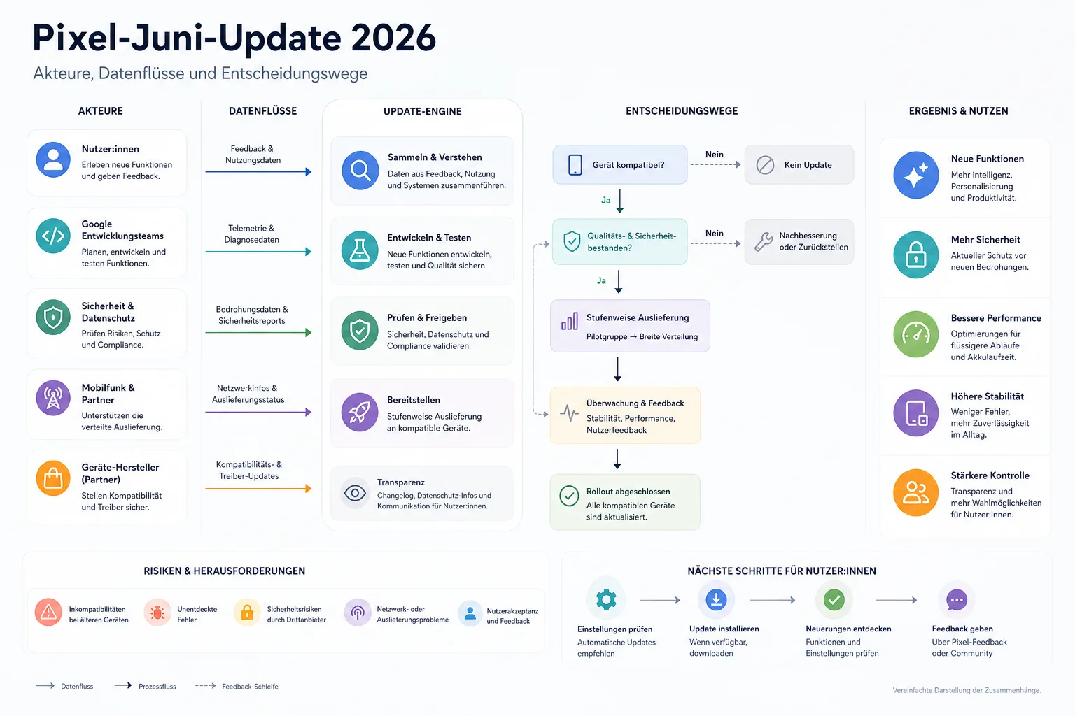 Pixel-Juni-Update 2026: Überblick über Akteure und Zusammenhänge.