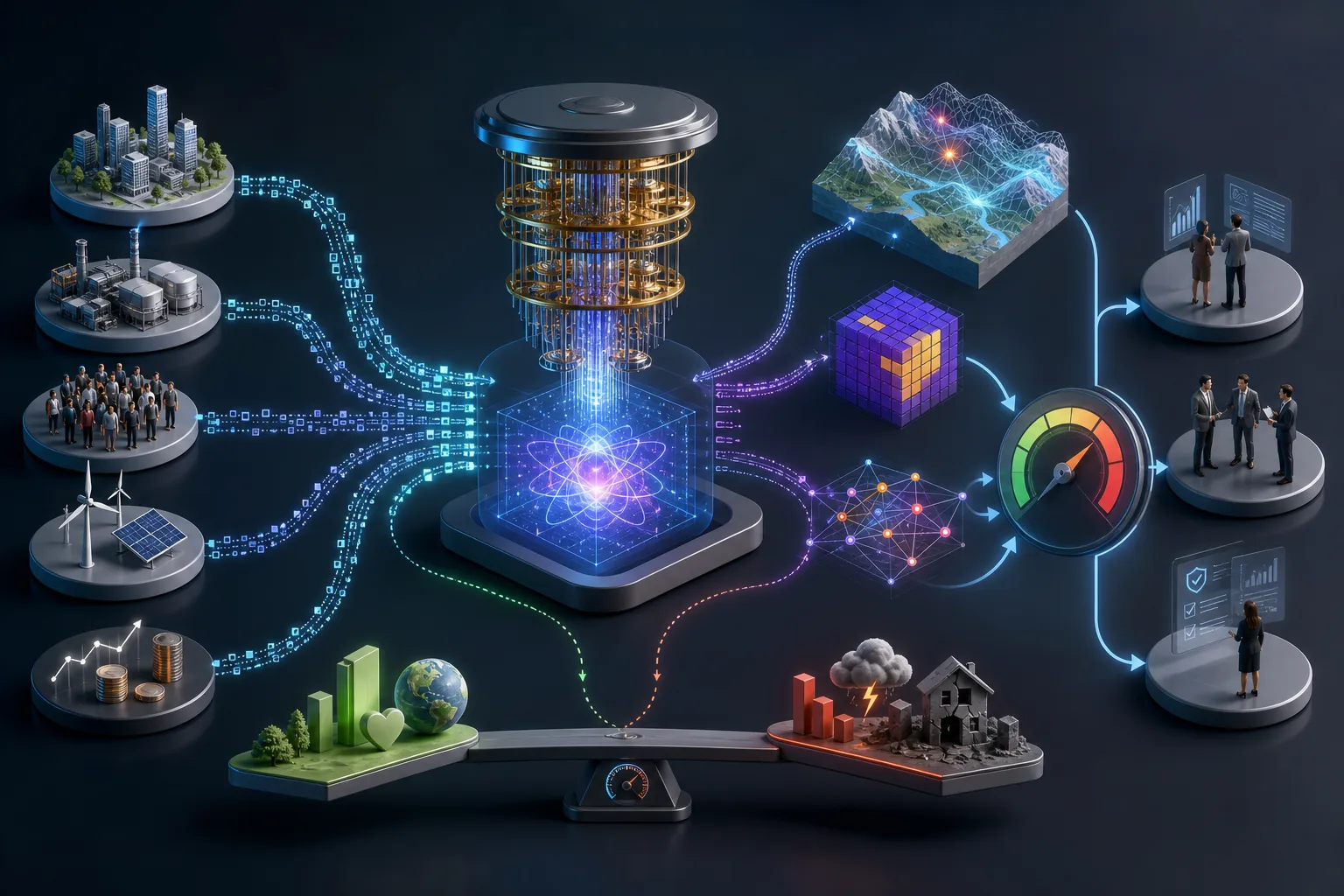 Quantencomputer rücken in die Risikoanalyse: Quantencomputer rücken in die Risikoanalyse: Überblick über Akteure und Zusammenhänge.