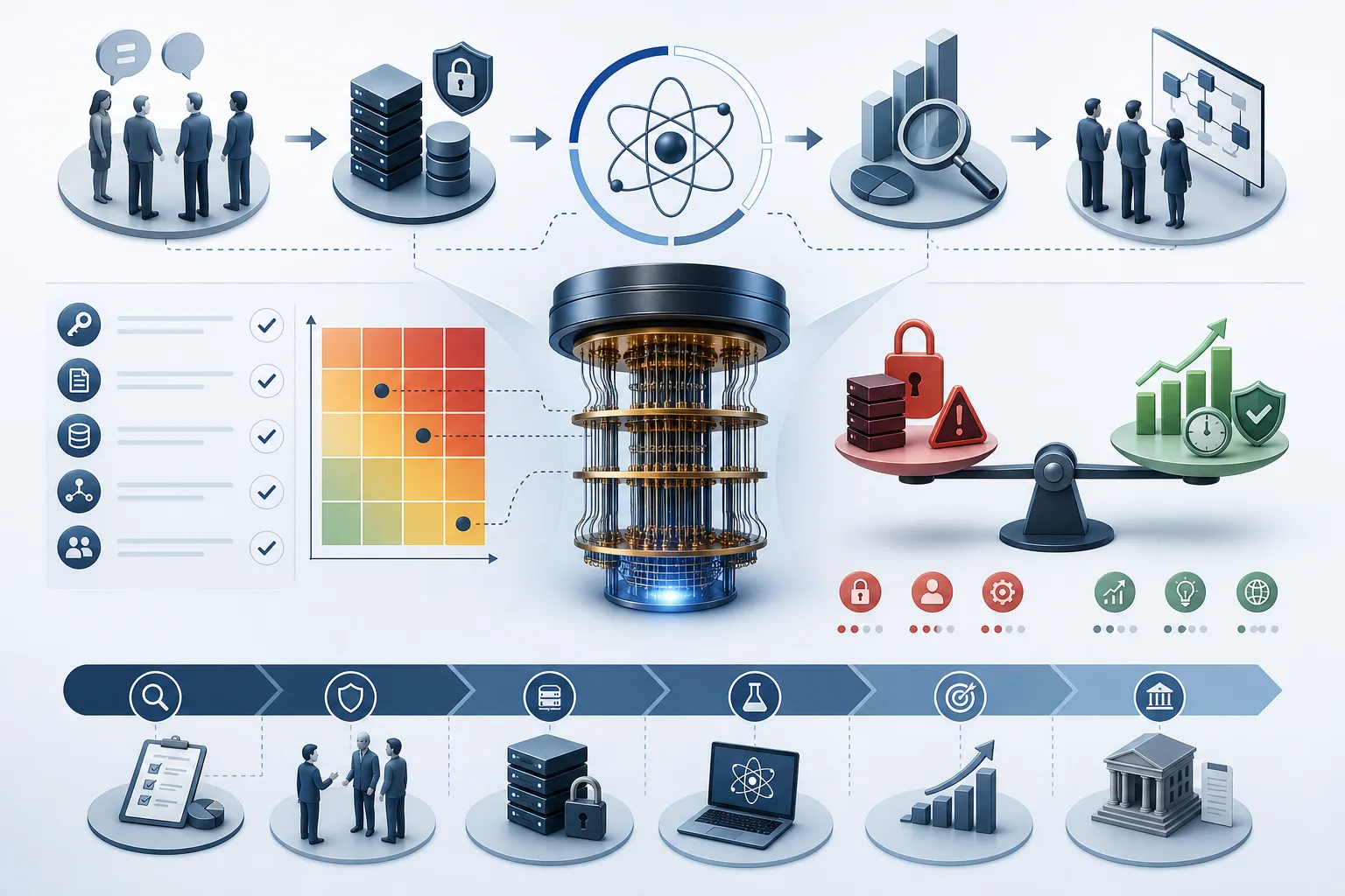 Quantencomputer rücken in die Risikoanalyse: Quantencomputer rücken in die Risikoanalyse: Praxis-Checkliste mit Risiken und nächsten Schritten.