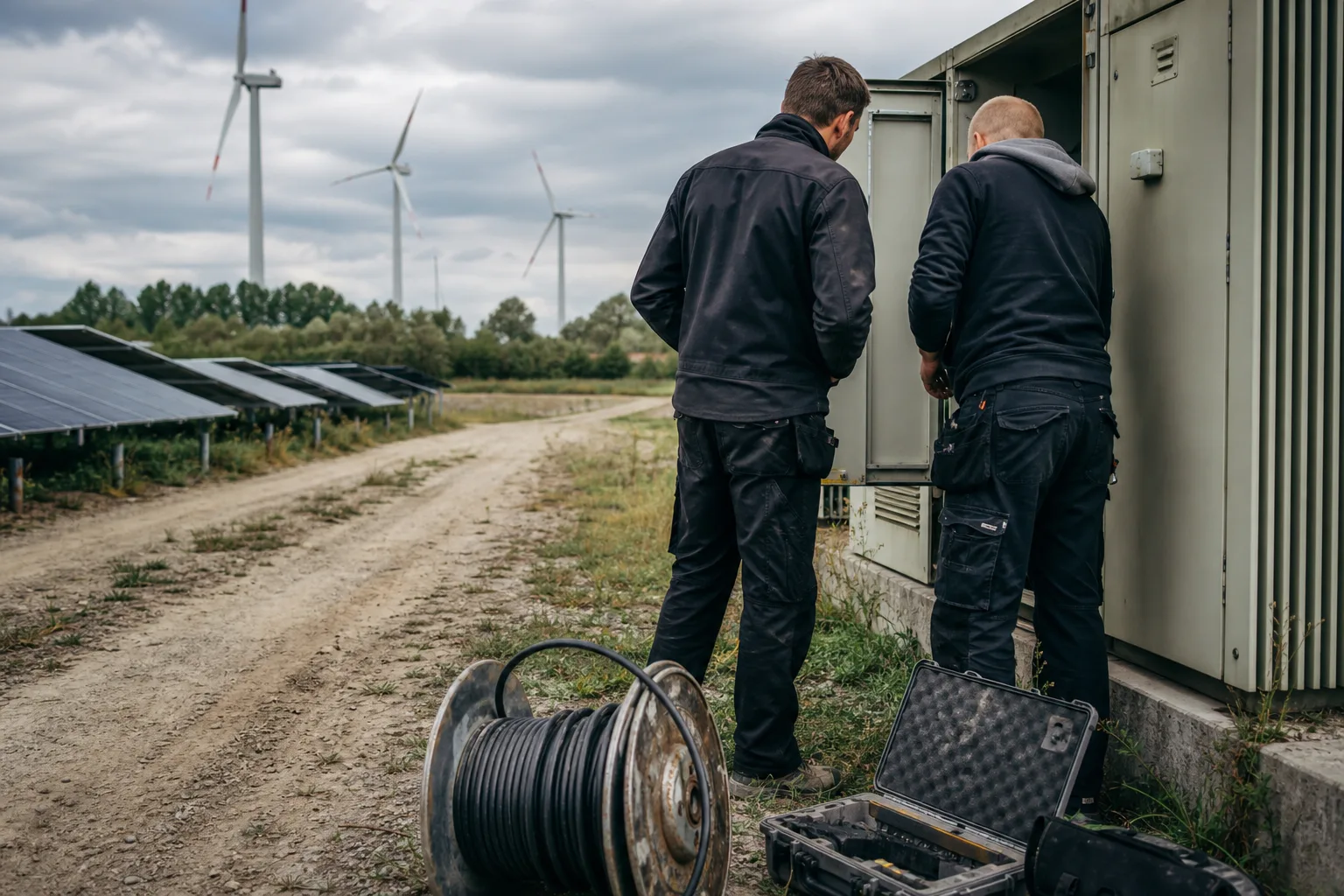 Wind und Solar am Netzlimit: redaktionelle Fotoszene zum Artikel mit den wichtigsten Auswirkungen.