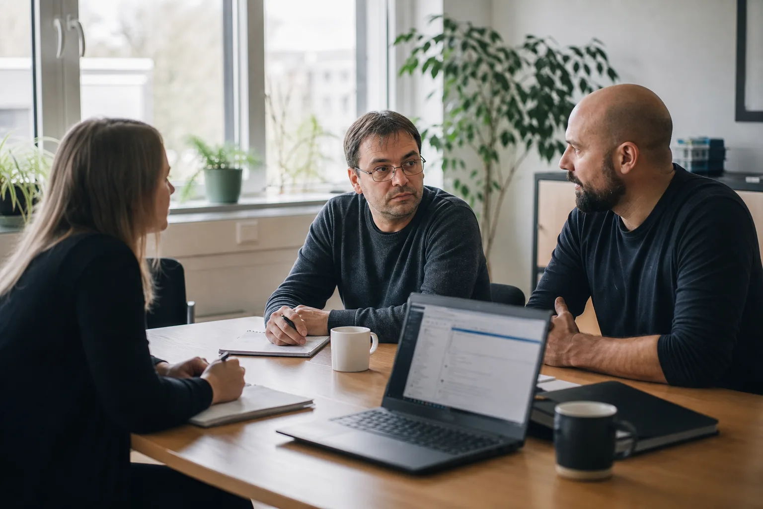Besprechung in einem deutschen Unternehmen über den Einsatz von KI-Agenten im Betrieb
