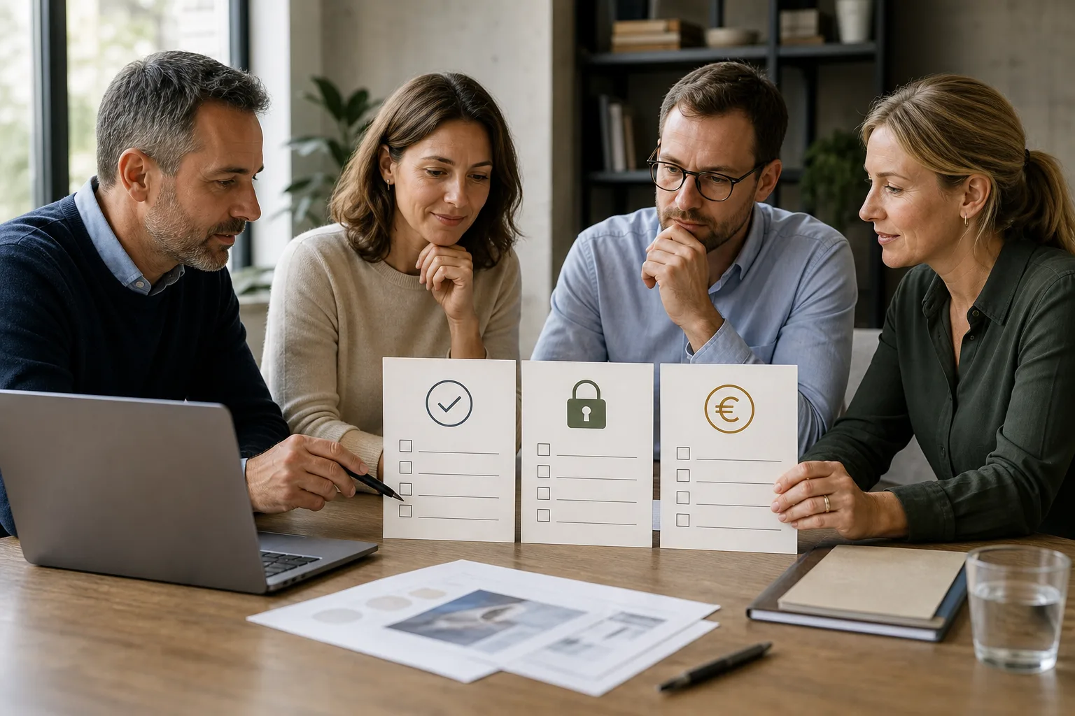 Team prüft Verfügbarkeit, Datenschutz und Kosten neuer KI-Modelle auf Checklisten