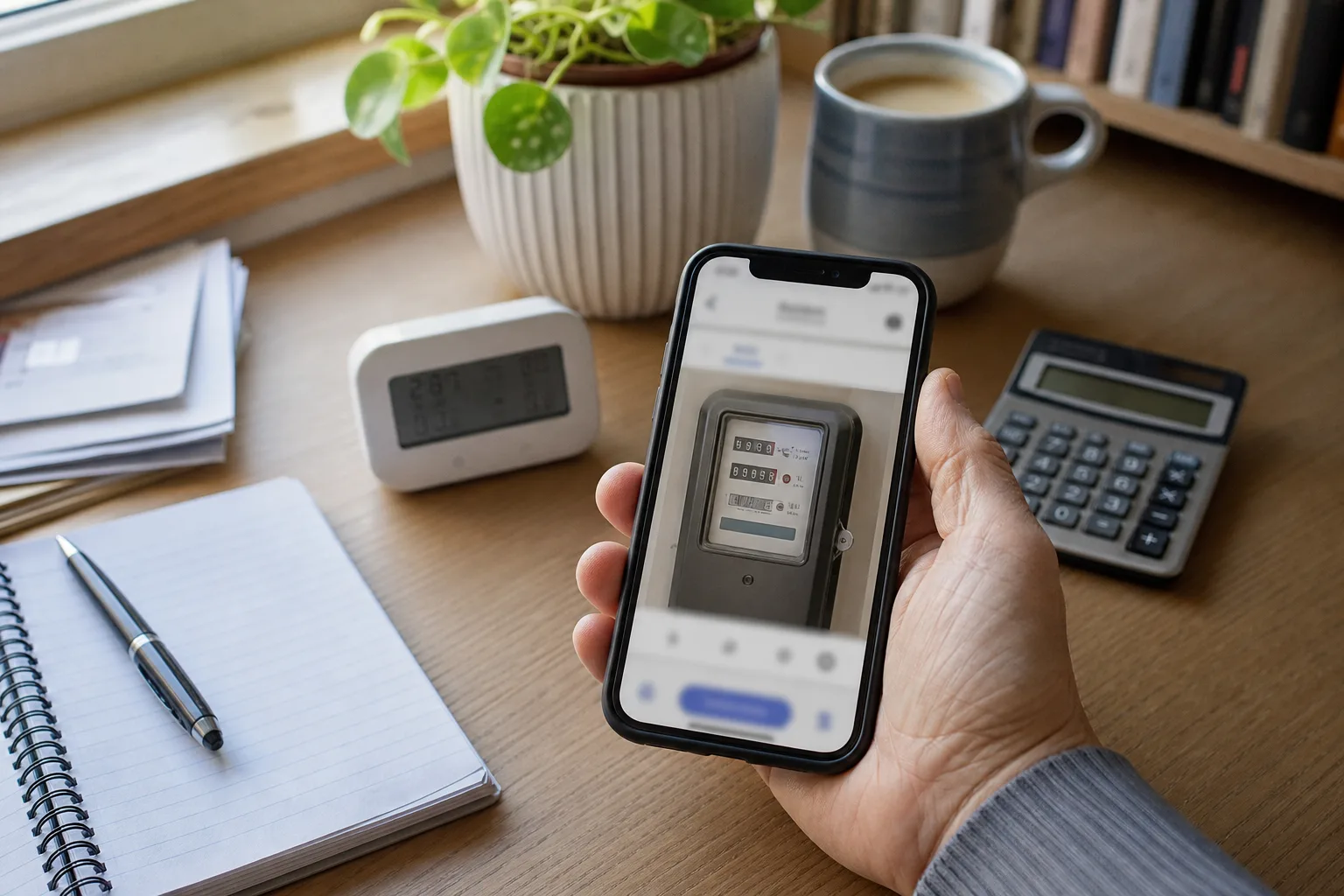 Energie-Check mit Zählerstand, Thermostat und Haushaltsnotizen für Tarif- und Verbrauchsprüfung