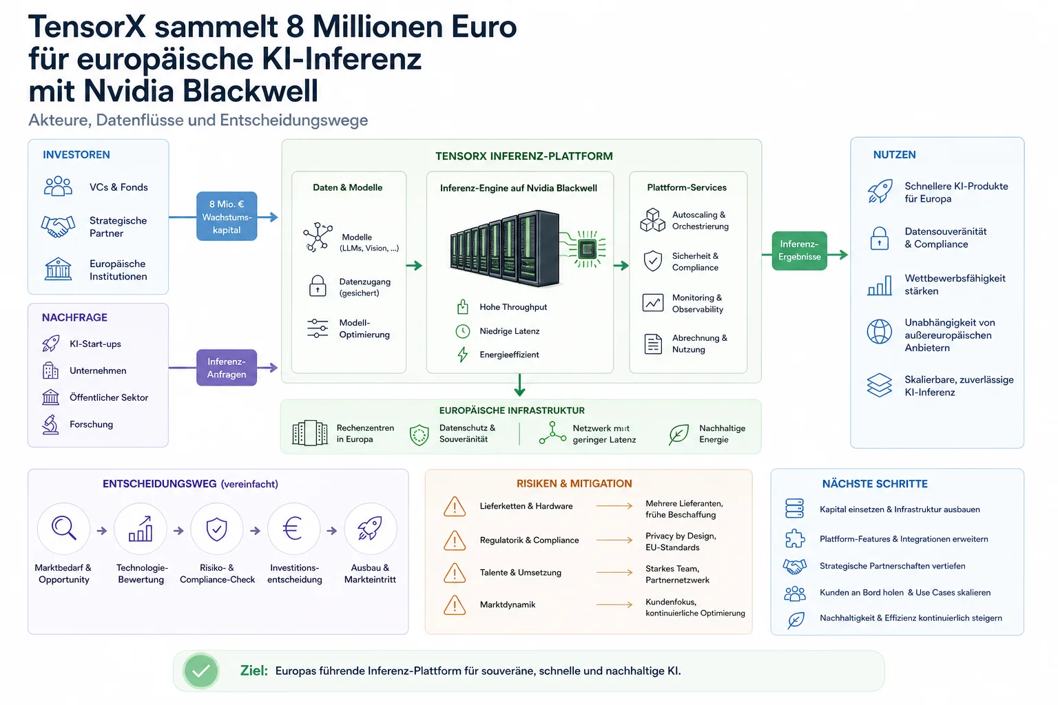 TensorX sammelt 8 Millionen Euro für europäische KI-Inferenz mit Nvidia Blackwell: Überblick über Akteure und Zusammenhänge.