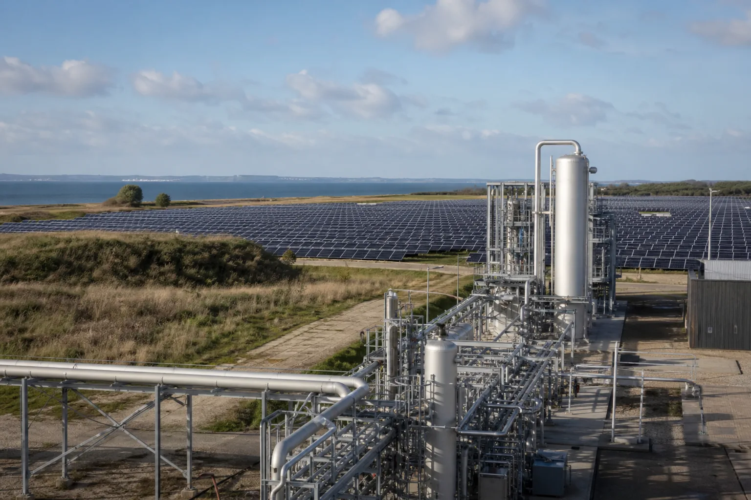 Solarpark und industrielle Methanol-Verarbeitung veranschaulichen den Weg von erneuerbarem Strom zu e-Methanol