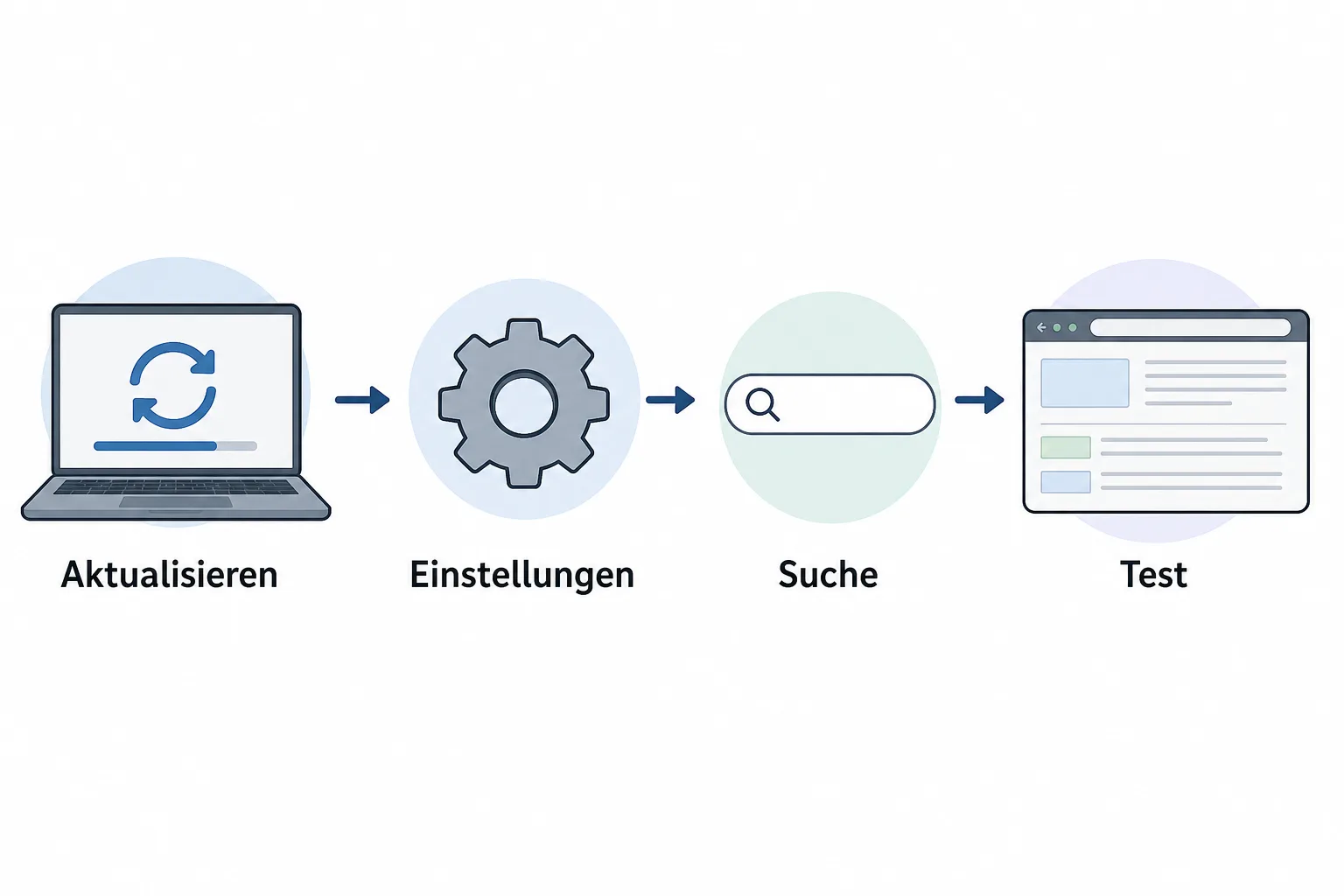 Vier Schritte von der Firefox-Aktualisierung bis zum Test der Suchmaschine