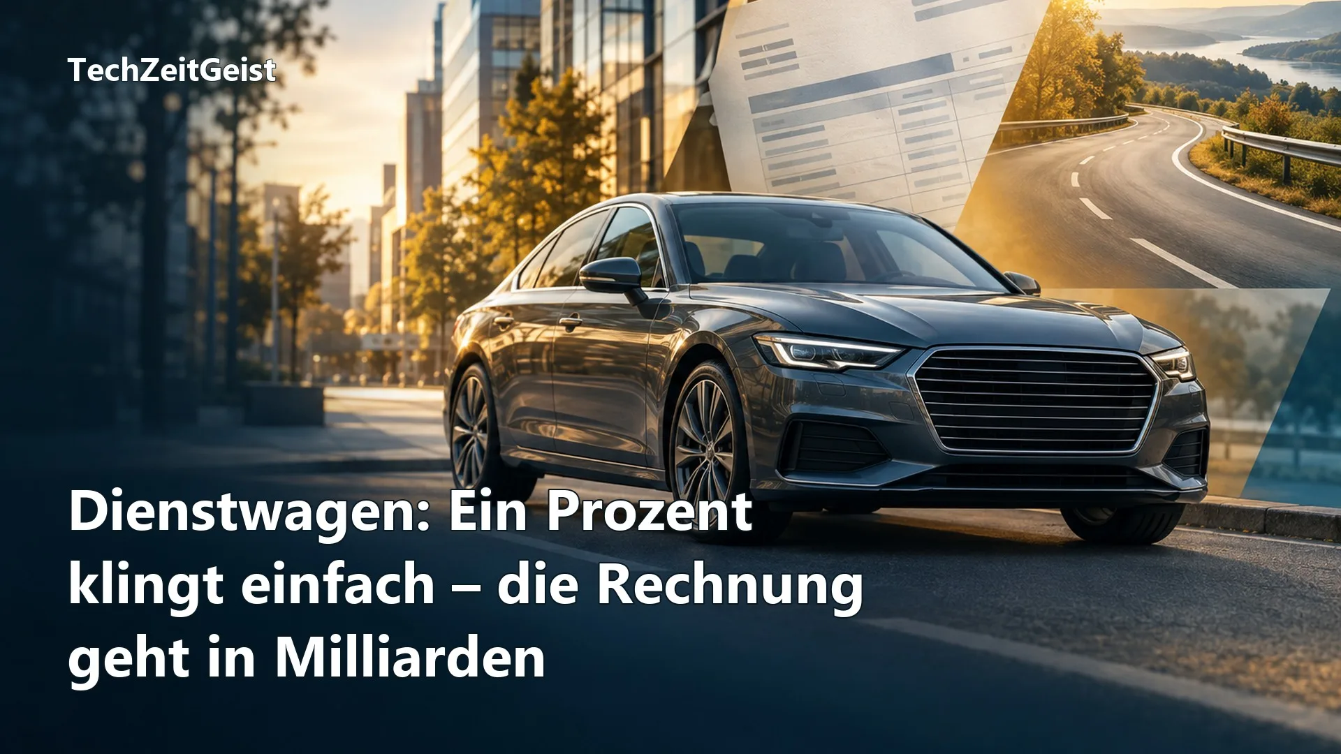 Magazinbild mit Dienstwagen und der vollständigen Überschrift zur Ein-Prozent-Regel