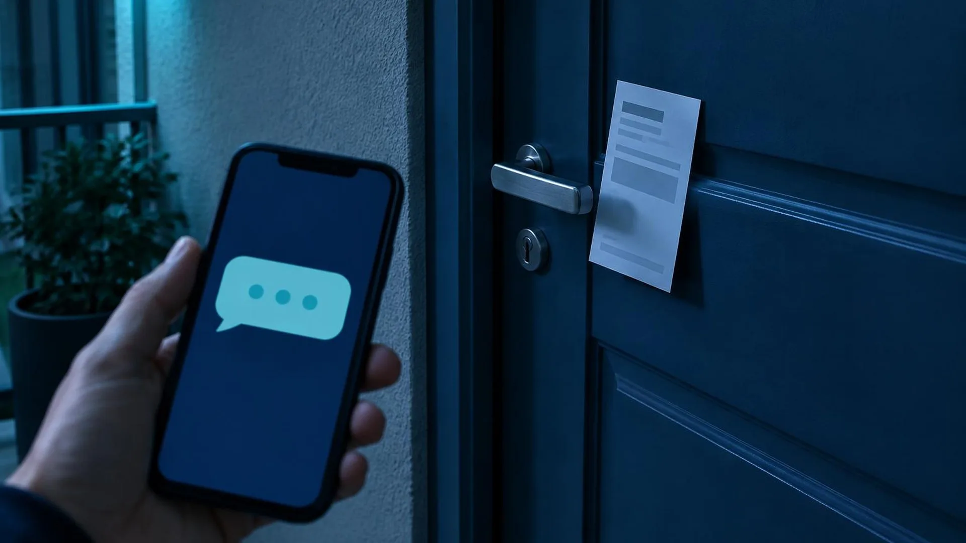 KI-Symbolbild: Nachricht am Smartphone neben einem unbeschrifteten Lieferhinweis