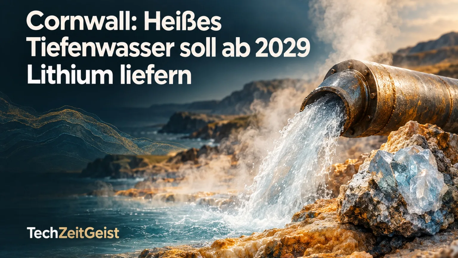 Magazincollage zu heißem Tiefenwasser mit der vollständigen Artikelüberschrift.
