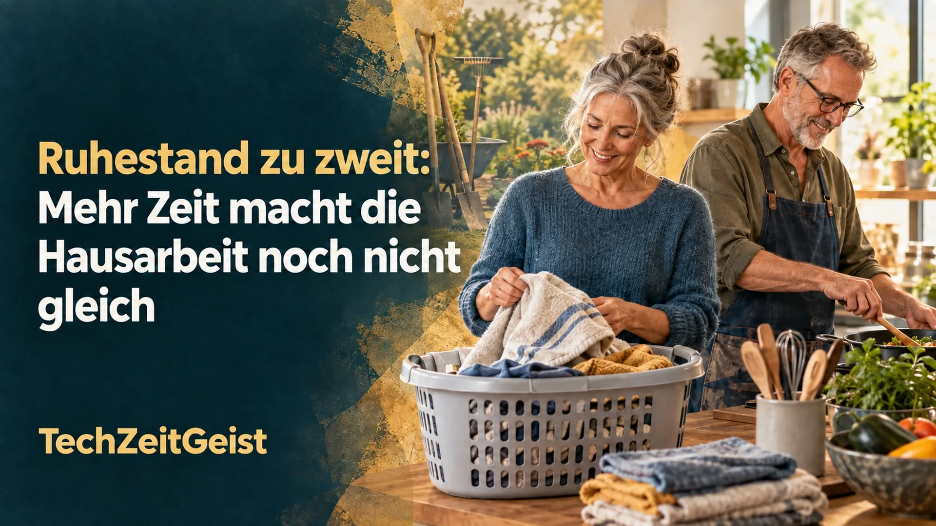 Magazinbild mit älterem Paar und vollständigem Titel zur Hausarbeit im Ruhestand.