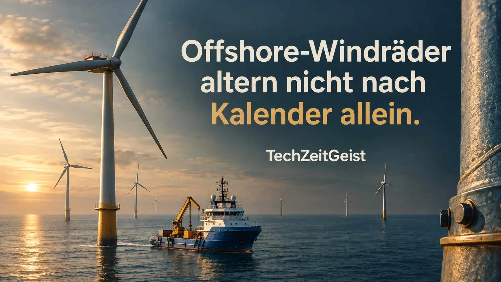Symbolische Darstellung zum Thema Offshore-Windräder altern nicht nach Kalender allein.