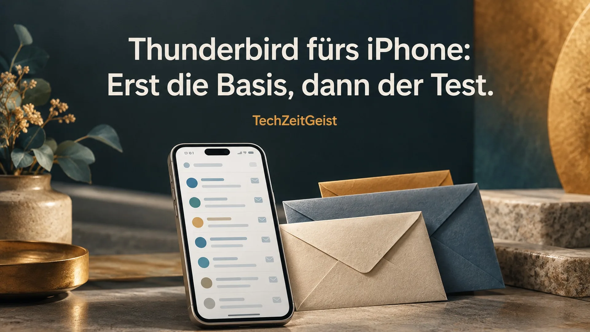 Symbolische redaktionelle Darstellung zum Thema Thunderbird fürs iPhone: Erst die Basis, dann der Test. Mit Artikelüberschrift.