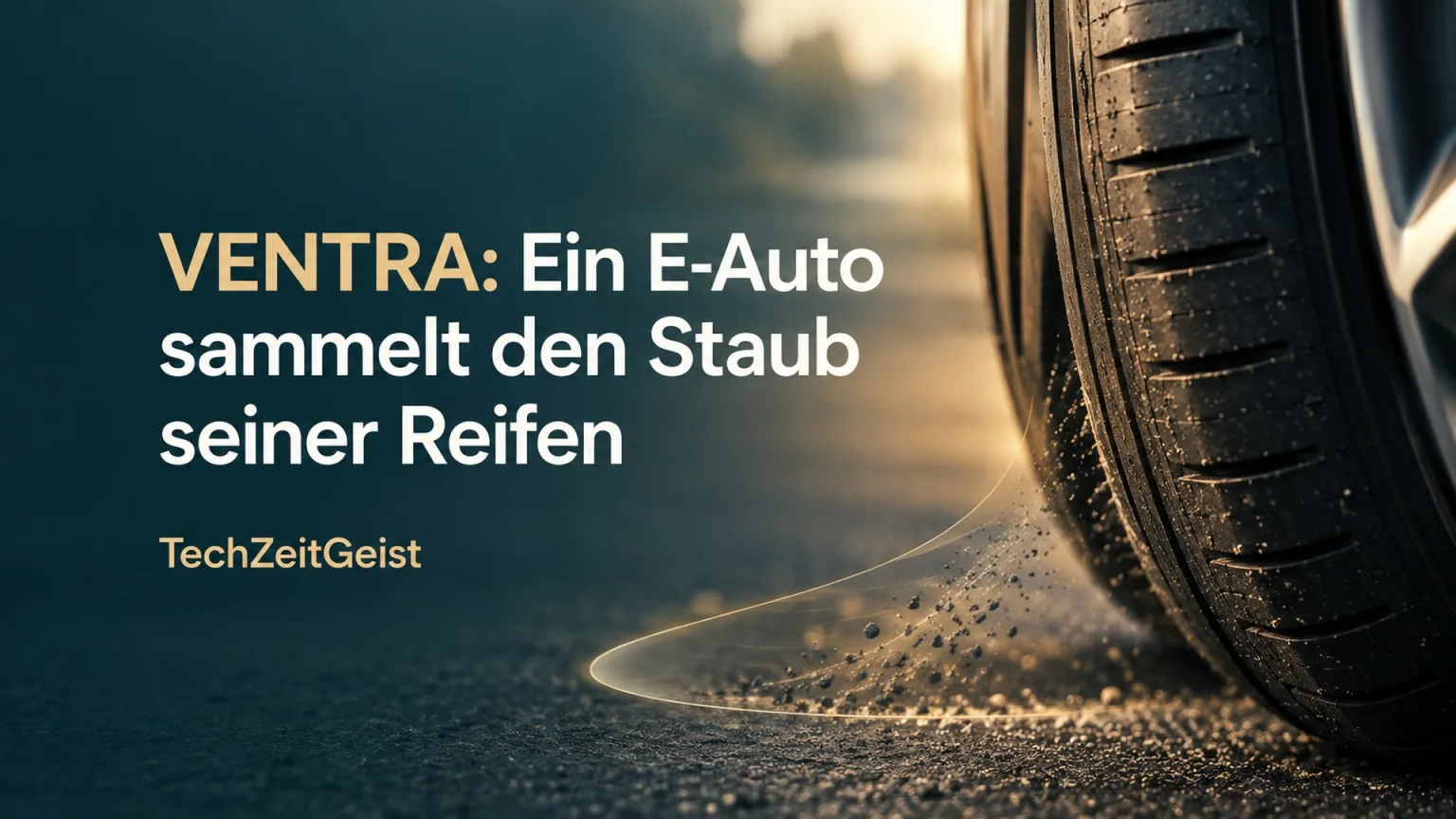 Autoreifen mit symbolisch dargestelltem Abrieb, vollständigem Artikeltitel und TechZeitGeist-Schriftzug.