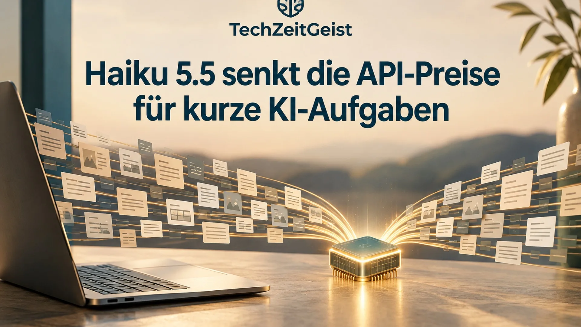 Symbolische Dokumentströme werden von einem kleinen KI-Prozessor verarbeitet