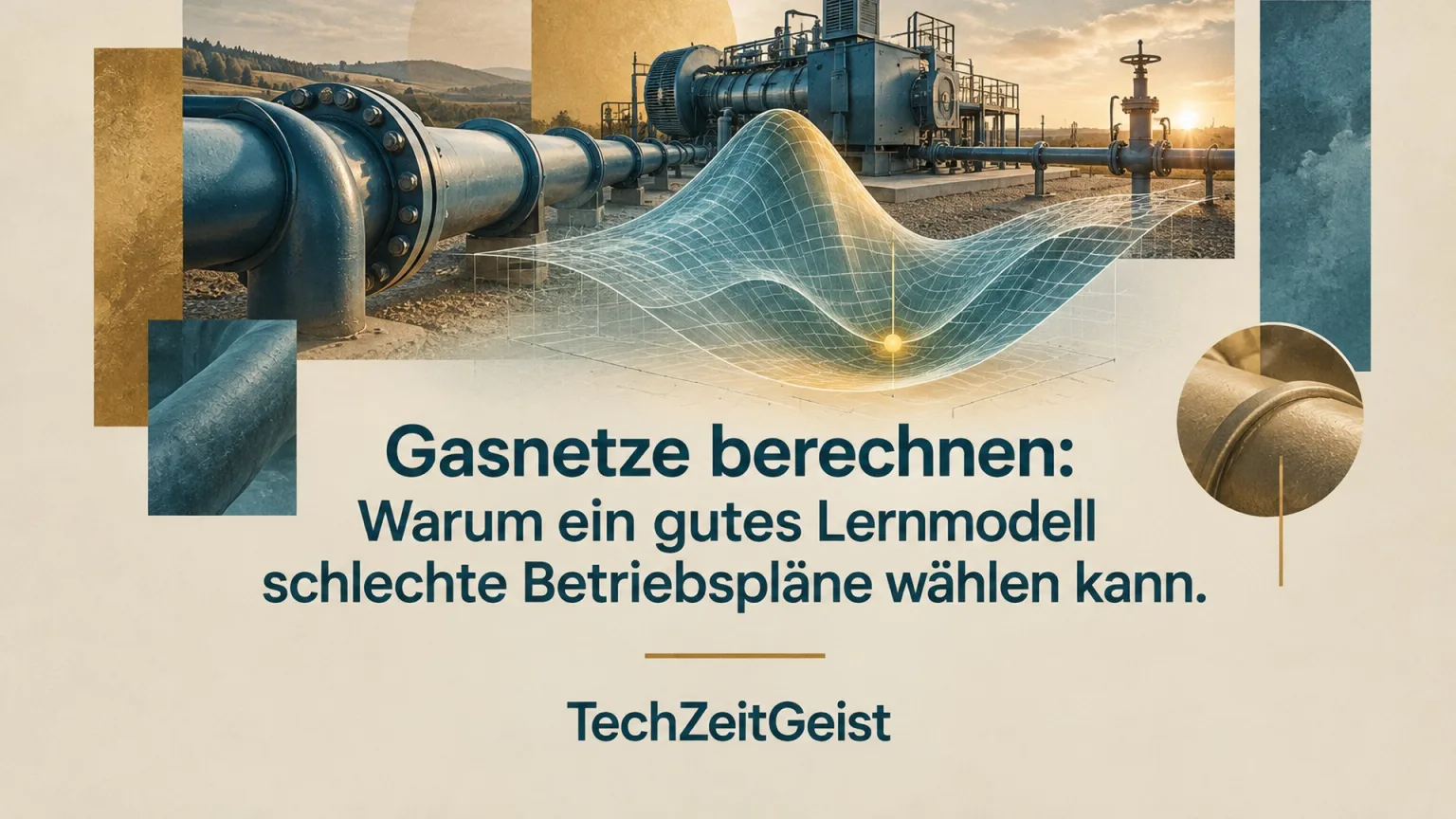 Konzeptionelle Illustration zum Thema Gasnetze berechnen: Warum ein gutes Lernmodell schlechte Betriebspläne wählen kann