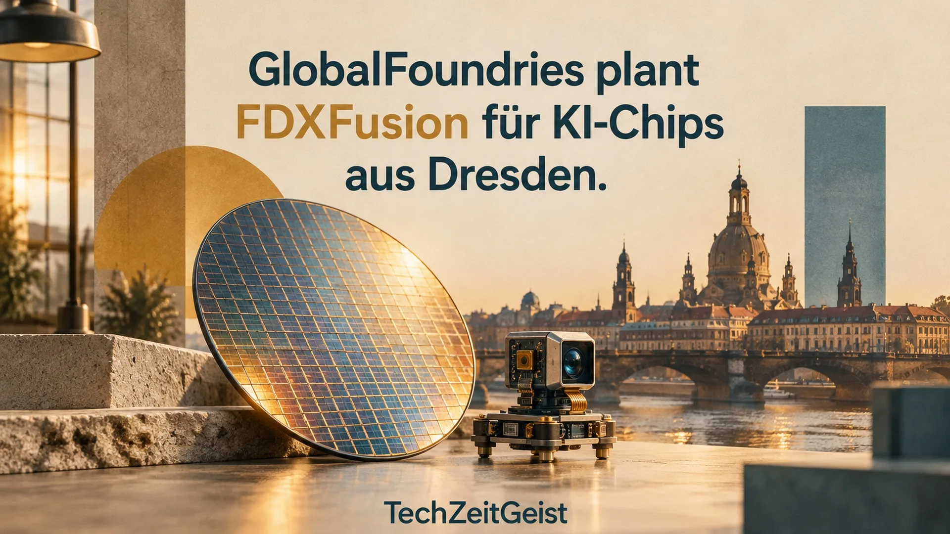 Konzeptionelle Illustration zum Thema GlobalFoundries plant FDXFusion für KI-Chips aus Dresden