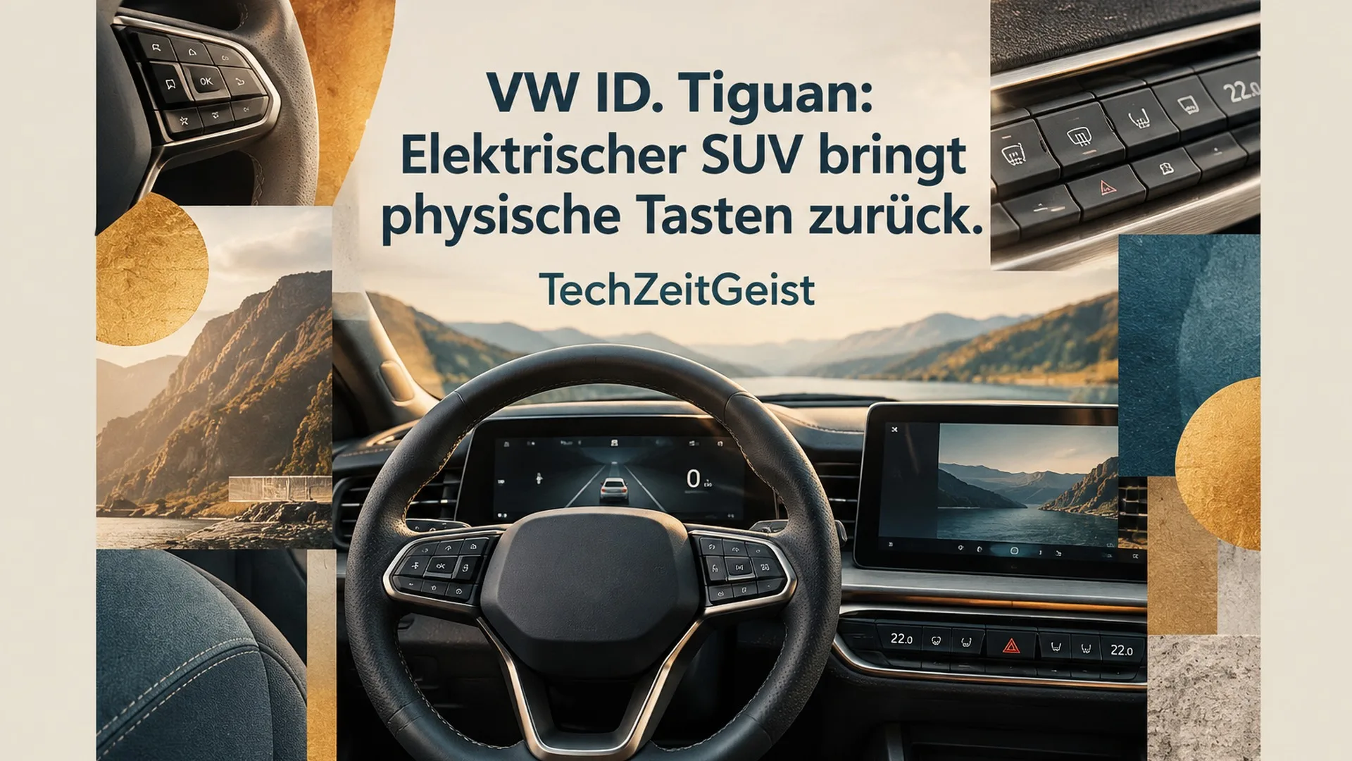Konzeptionelle Illustration zum Thema VW ID. Tiguan: Elektrischer SUV bringt physische Tasten zurück
