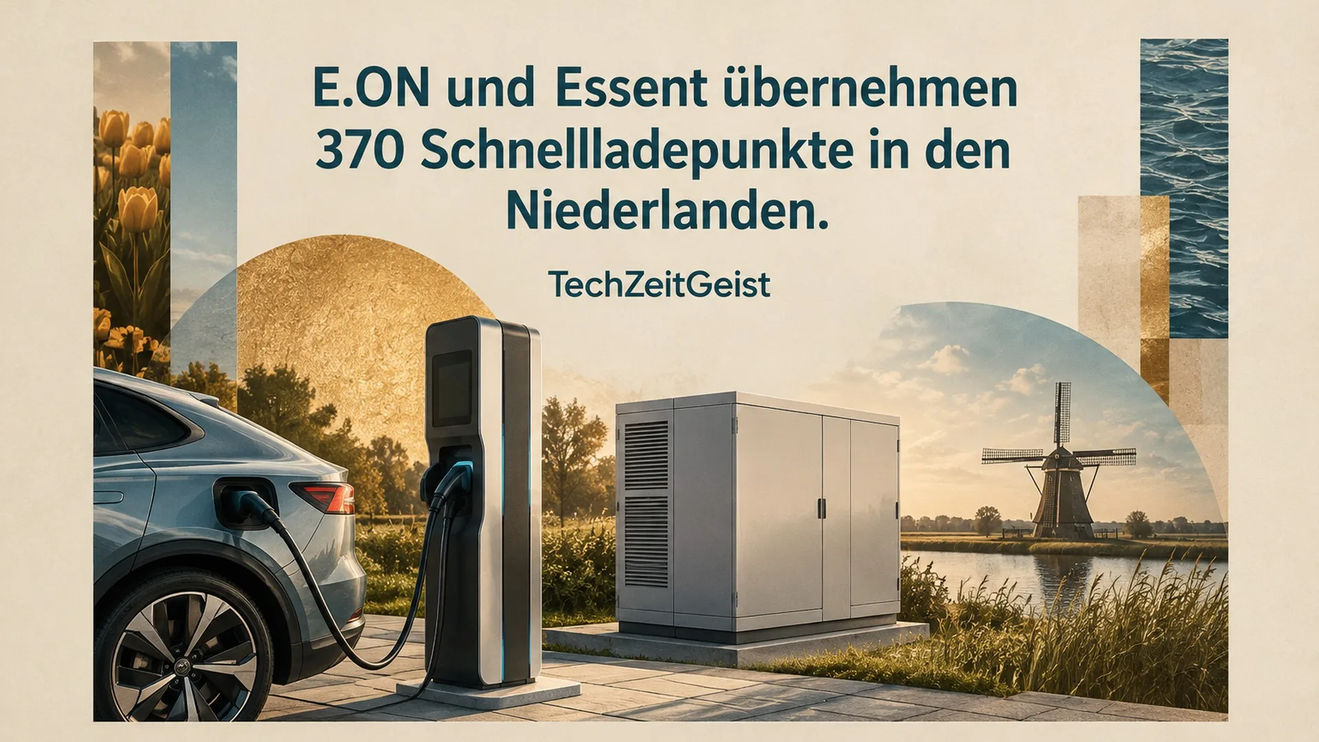 Konzeptionelle Illustration zum Thema E.ON und Essent übernehmen 370 Schnellladepunkte in den Niederlanden