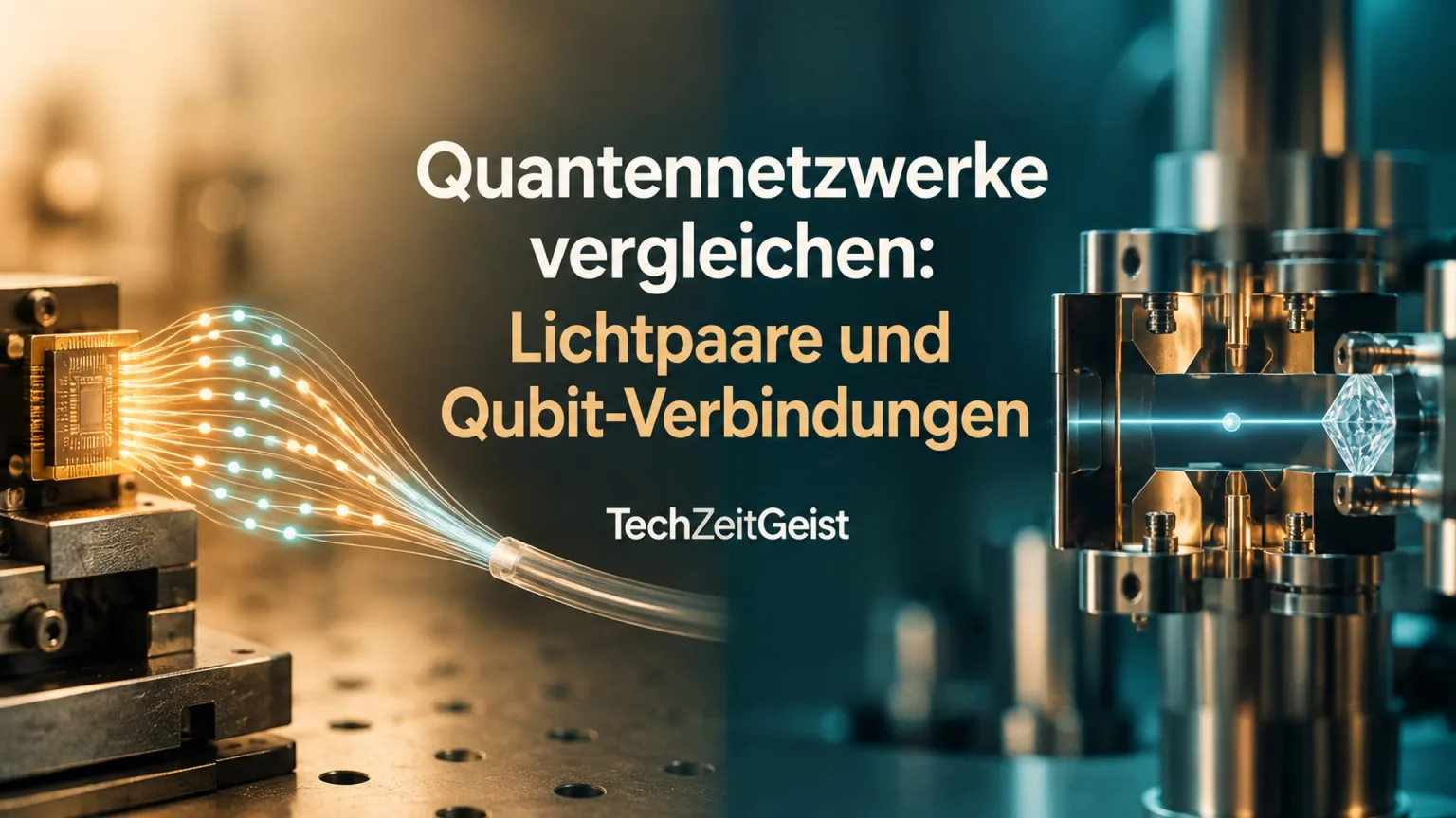 Symbolischer Photonenquellenchip neben optisch verbundenen Materie-Qubits