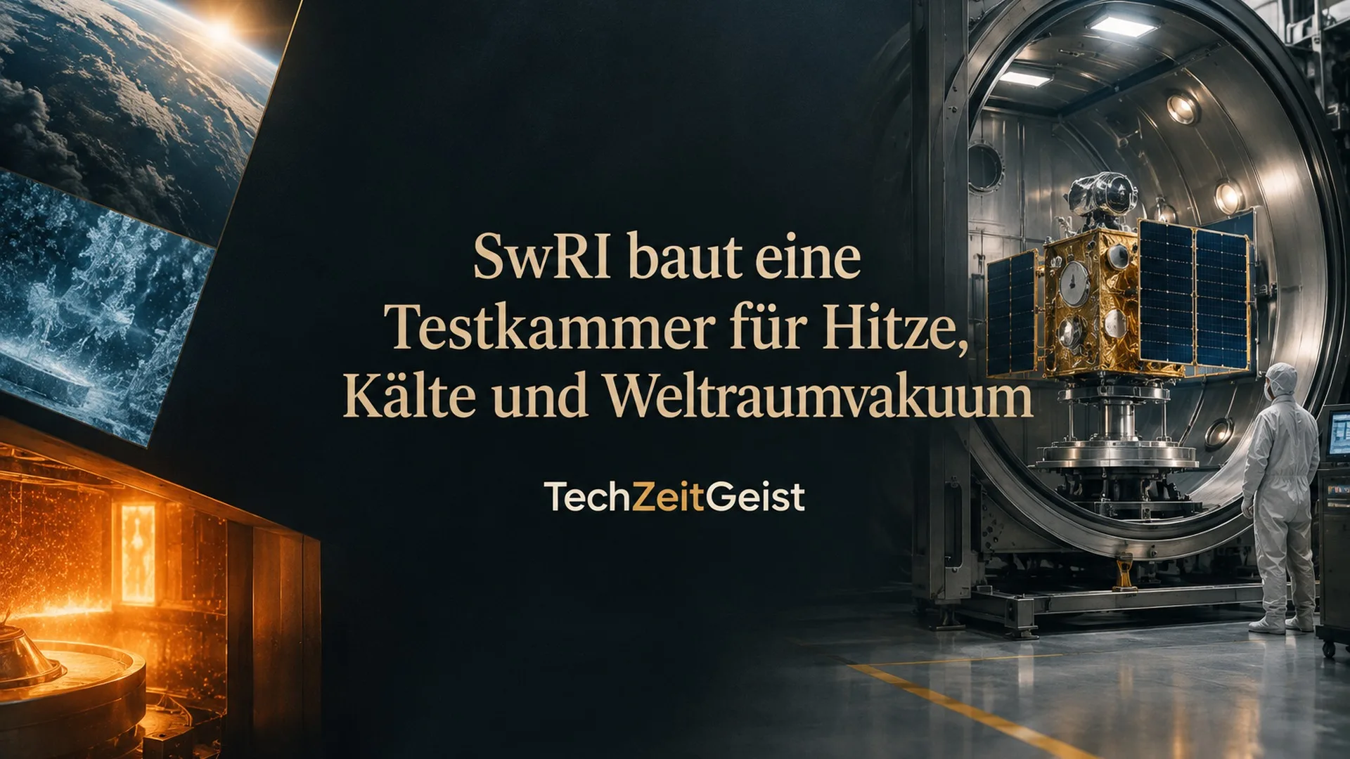 Raumfahrt-Testkammer mit Satelliten