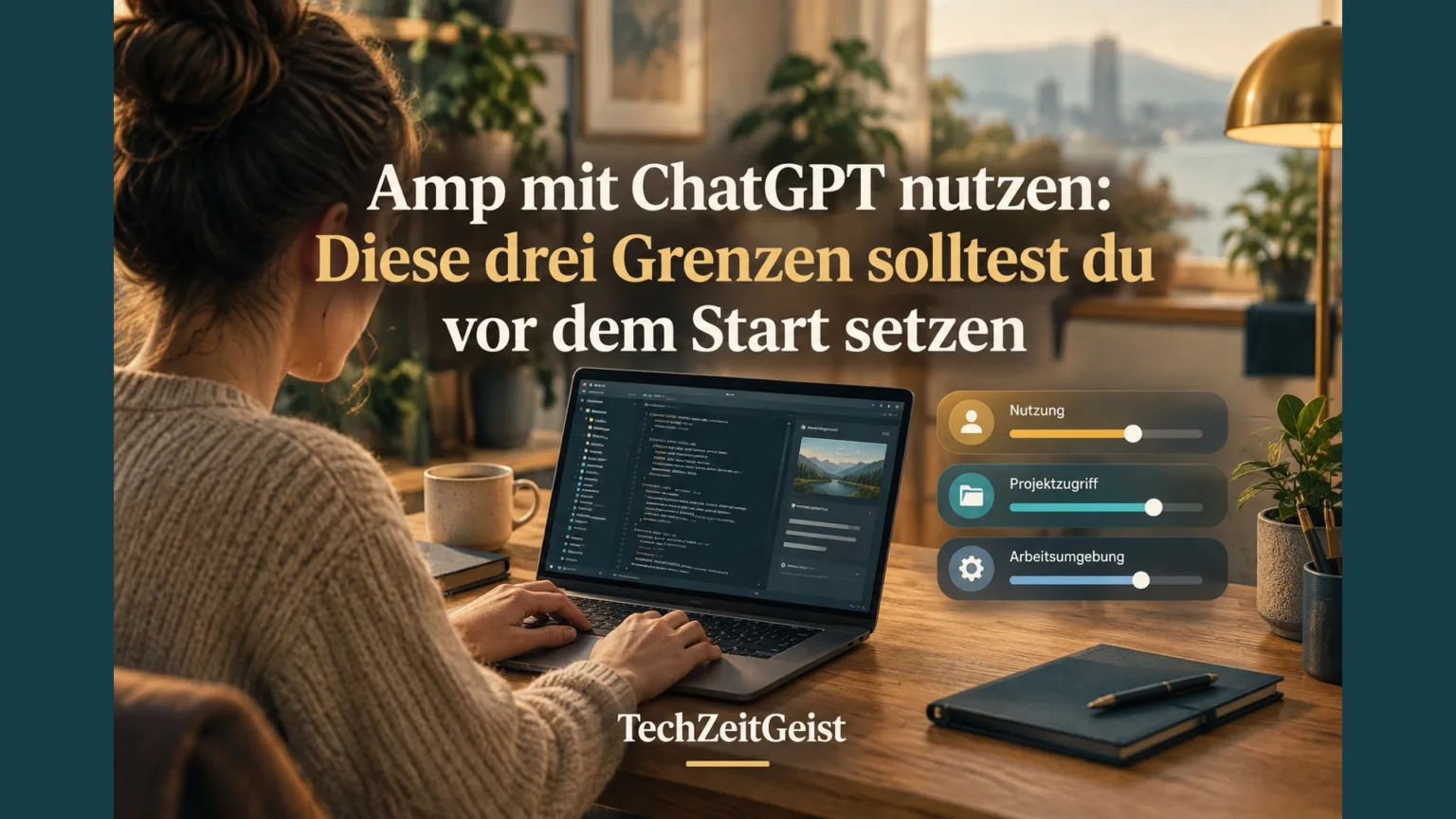 Laptop mit einem Softwareprojekt und getrennten Nutzungs- und Zugriffsreglern.