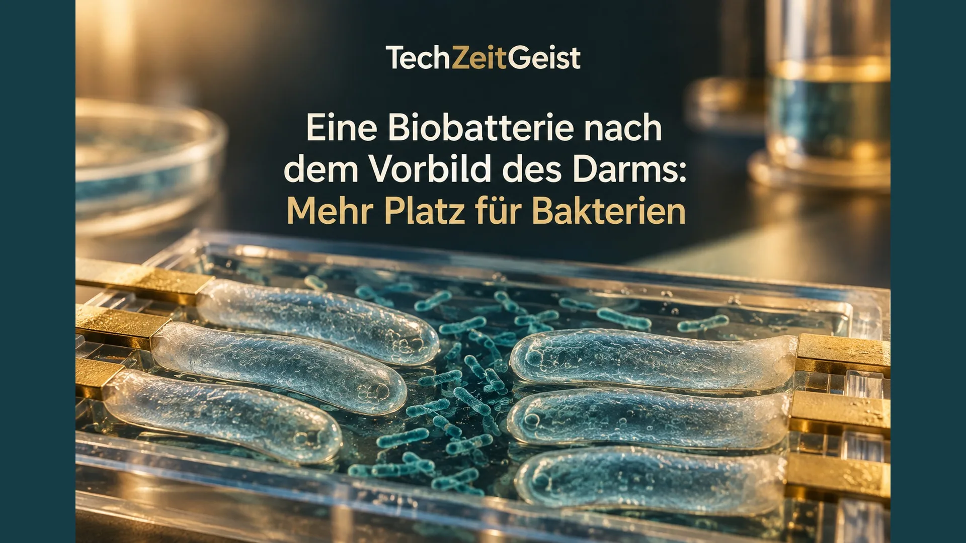 Makroansicht weicher hydrogelartiger fingerförmiger Elektroden in einer flachen Laborzelle mit Flüssigkeit.
