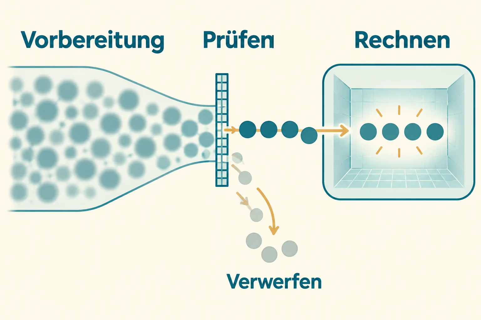 Vorbereitung und Prüfung liefern geeignete Zustände als Nachschub für die Rechnung.