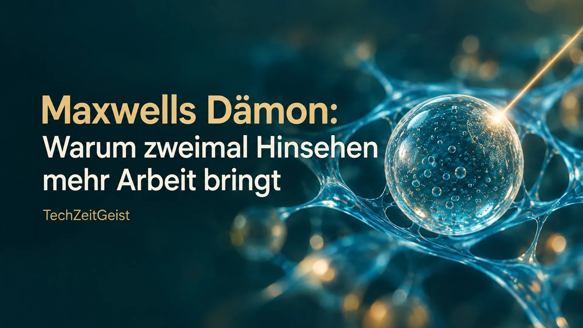 Kugel im Flüssigkeitsnetz mit vollständiger Artikelüberschrift und TechZeitGeist-Marke