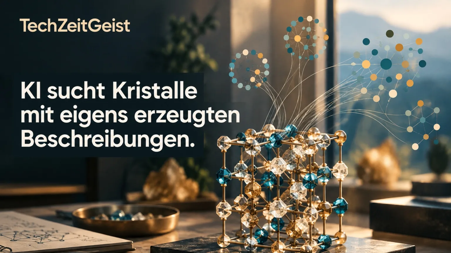 Kristallgitter mit Artikelüberschrift und TechZeitGeist-Schriftzug.