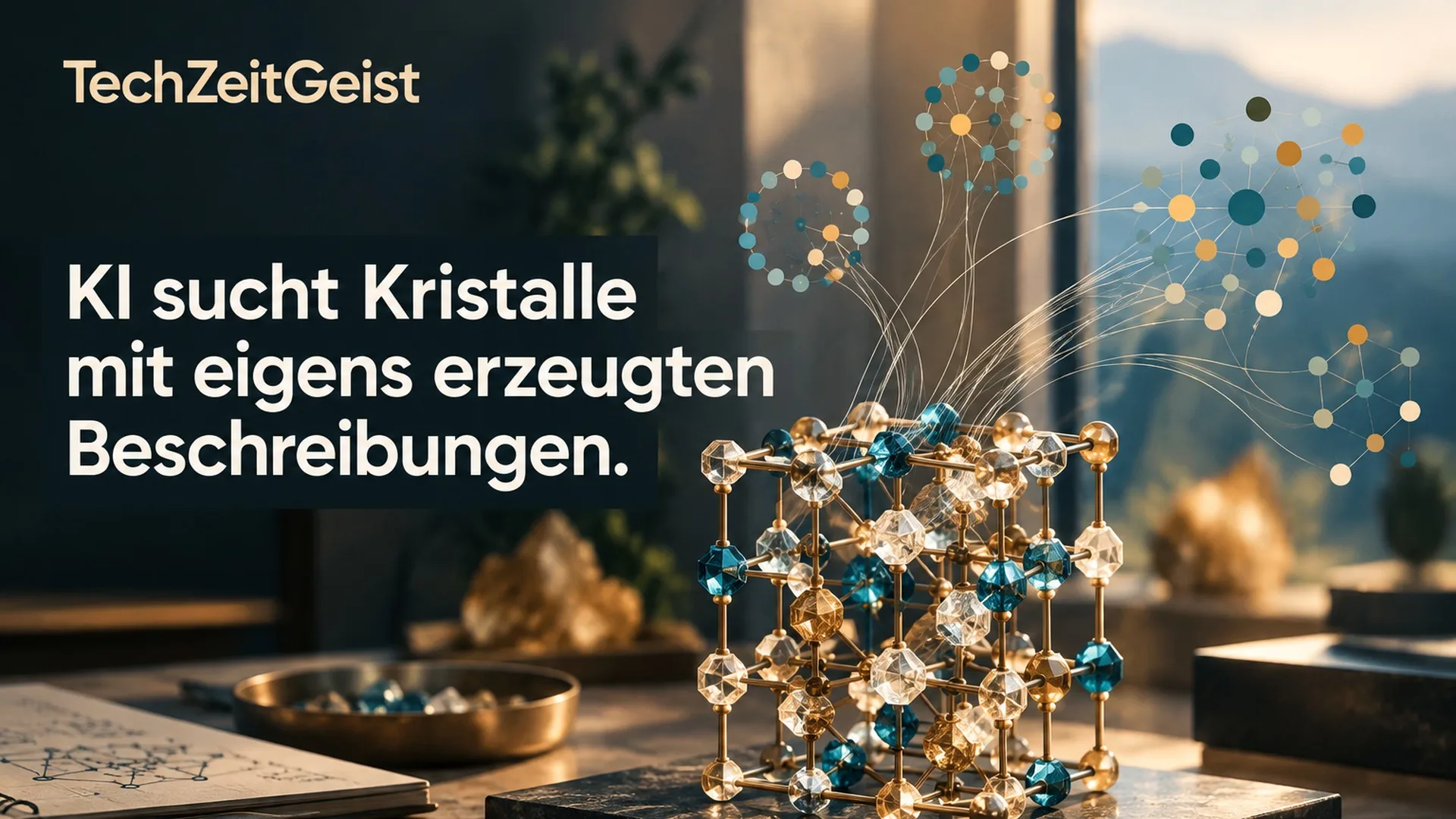 Kristallgitter mit Artikelüberschrift und TechZeitGeist-Schriftzug.