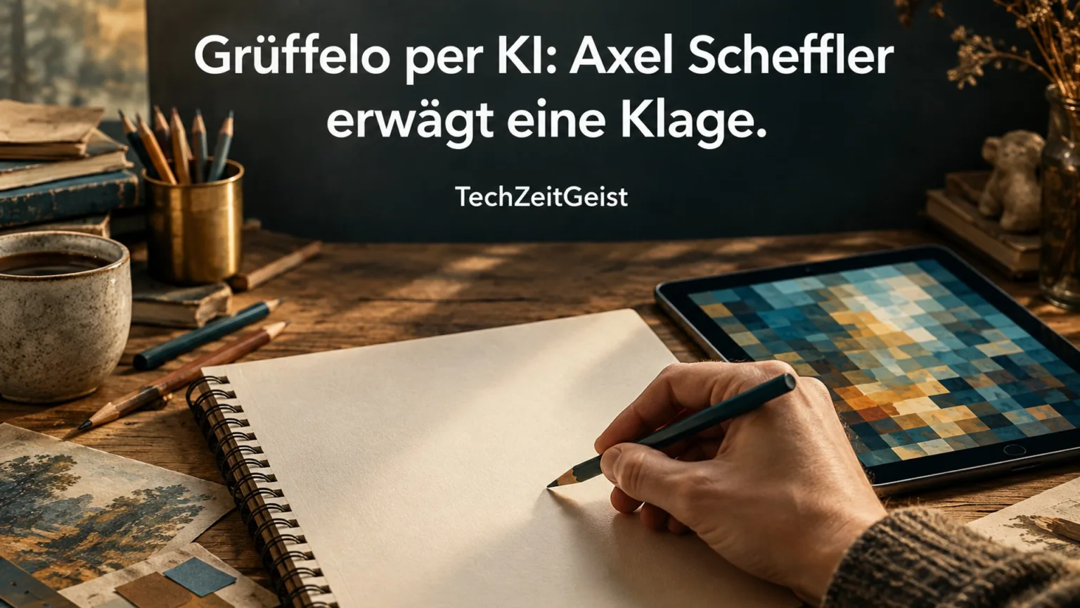 Zeichenwerkstatt mit Tablet und Artikelüberschrift