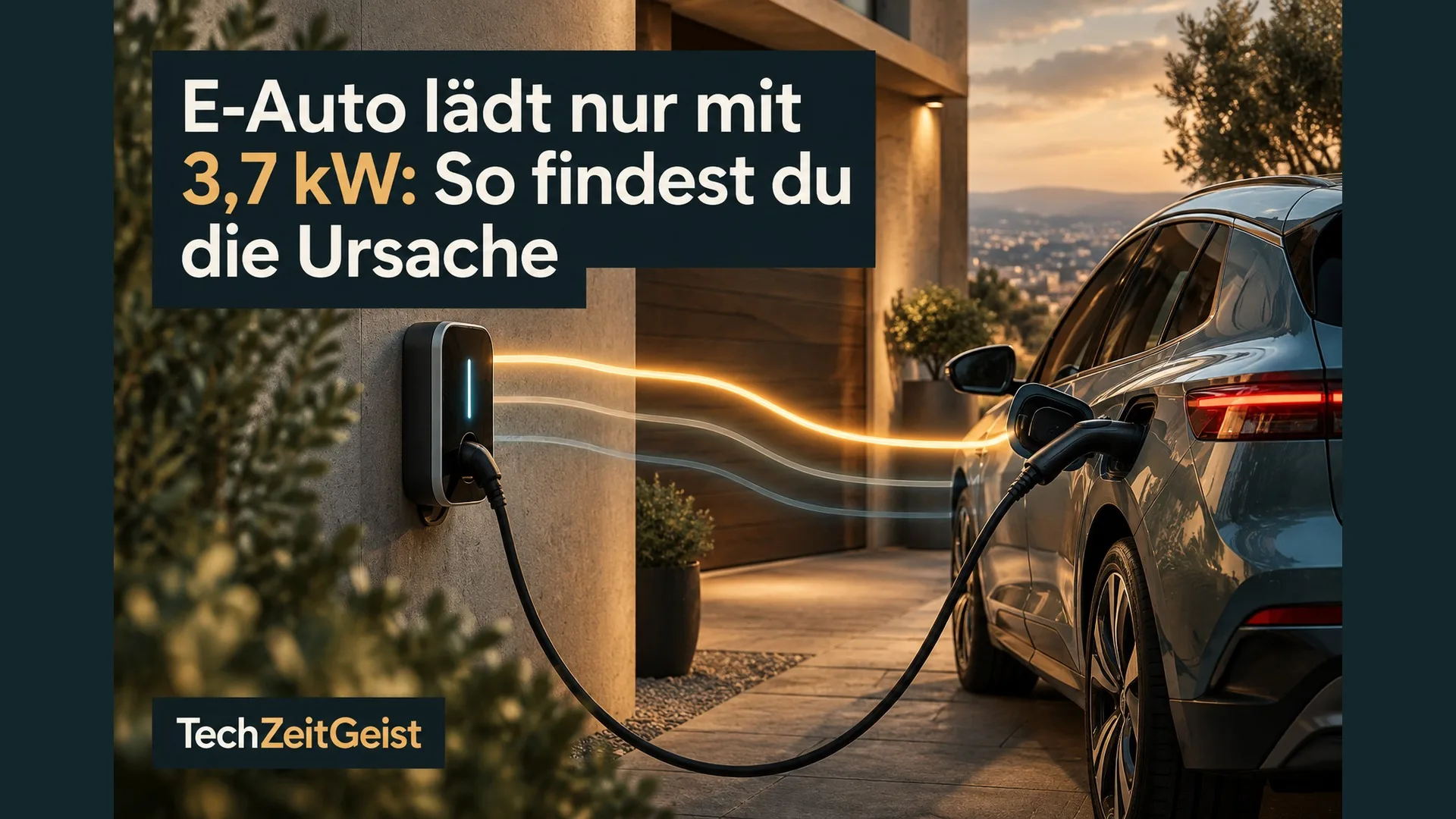 Auto und Wallbox mit vollständiger Artikelüberschrift.