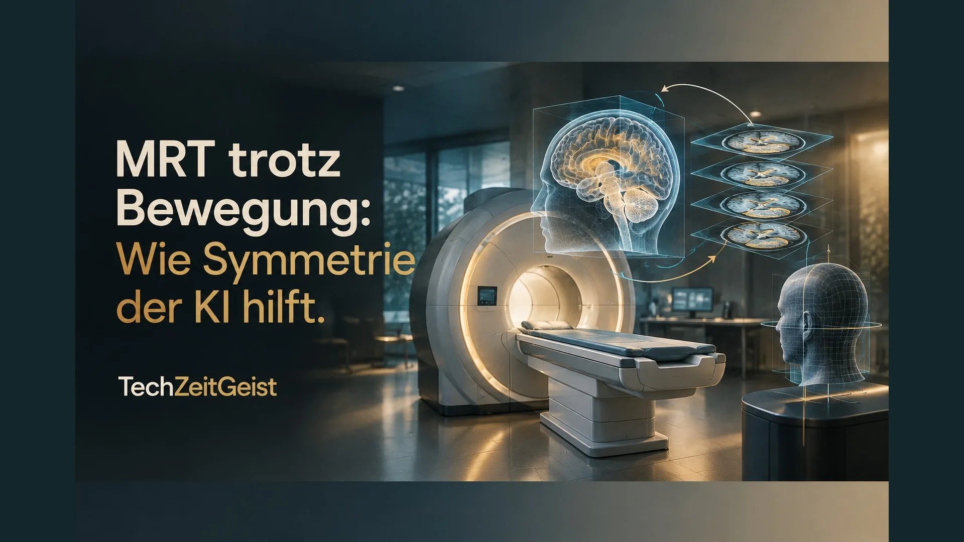 MRT-Scanner und räumliche Bildschichten mit Artikelüberschrift