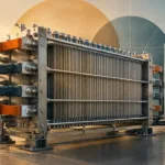Symbolischer Elektrolyse-Stack mit Stromversorgung