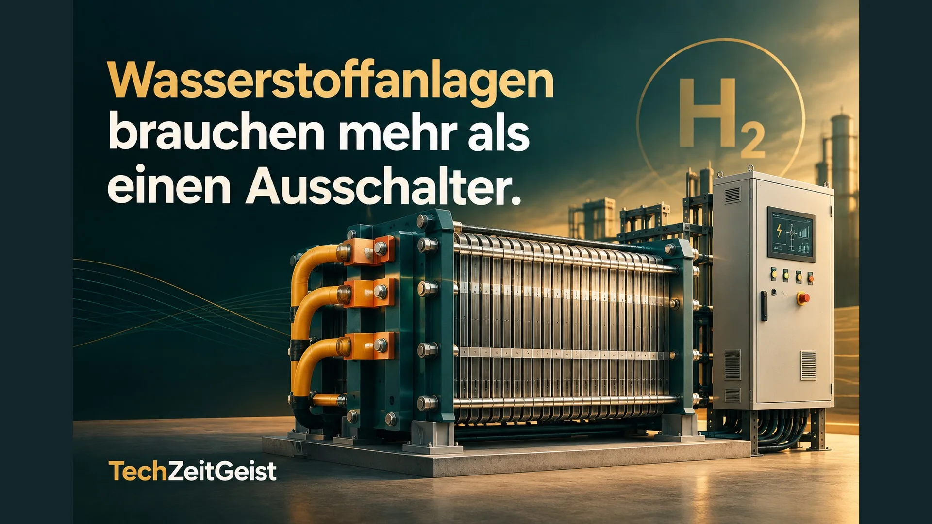 Elektrolyseanlage mit dem Artikeltitel Wasserstoffanlagen brauchen mehr als einen Ausschalter