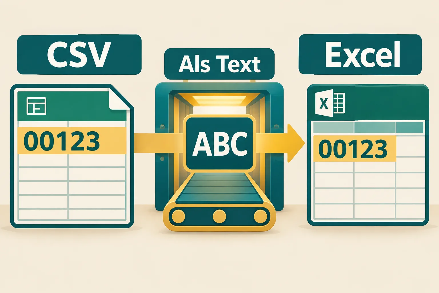 Die Kennung 00123 bleibt beim Weg von einer CSV-Datei über einen Import als Text zur Excel-Tabelle unverändert.