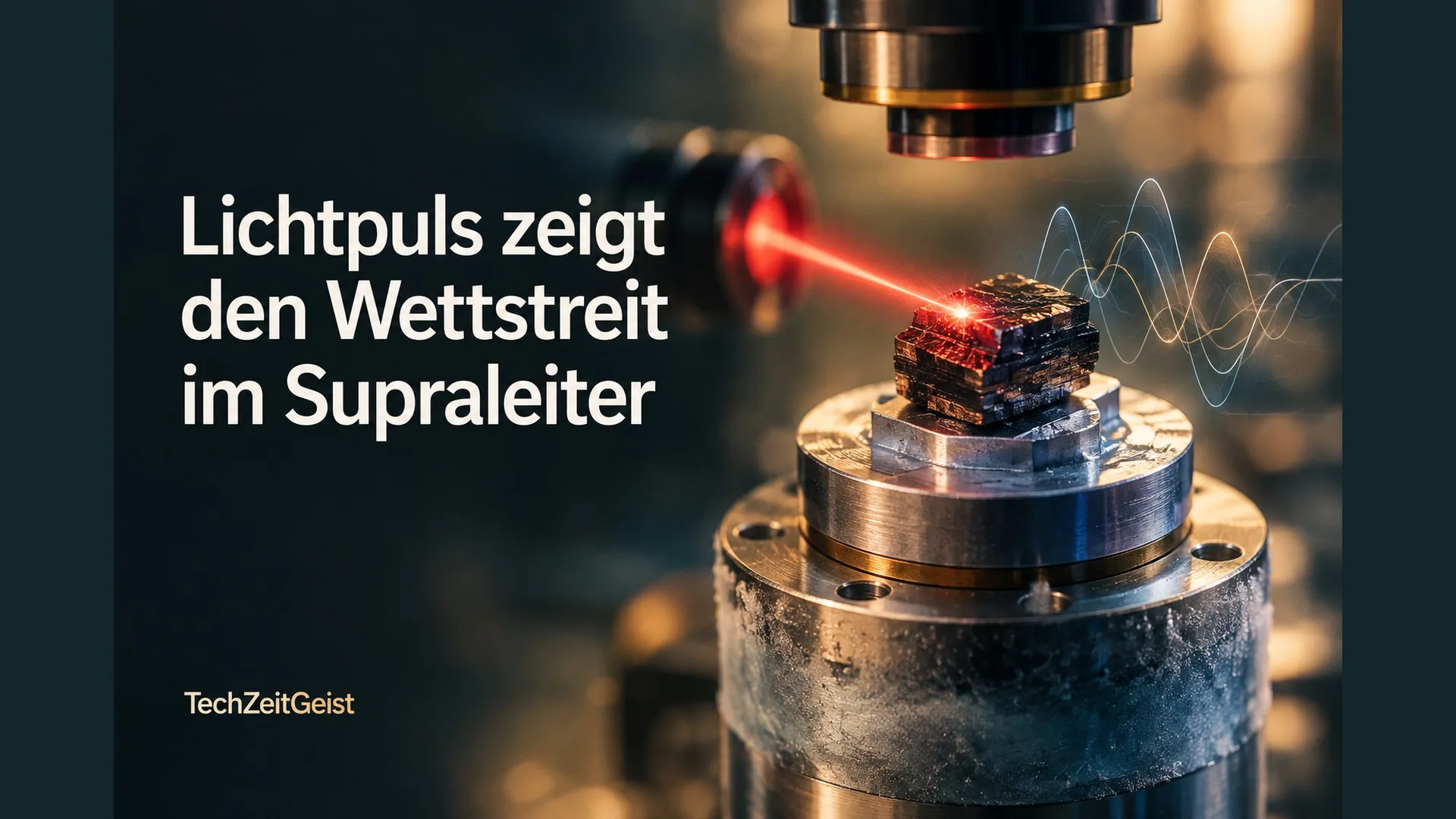 Magazinmotiv mit Kristall und Titel Lichtpuls zeigt den Wettstreit im Supraleiter.