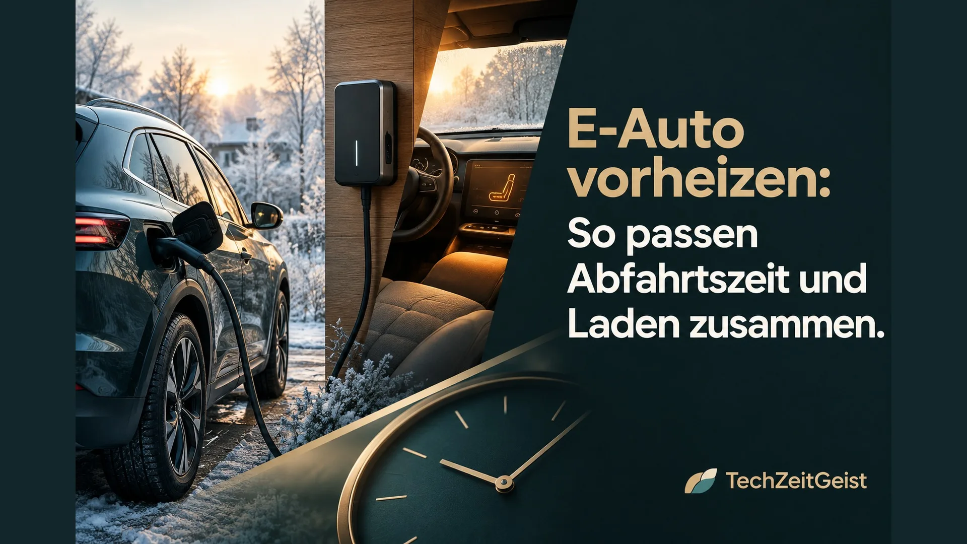 Elektroauto an der Wallbox mit Artikelüberschrift