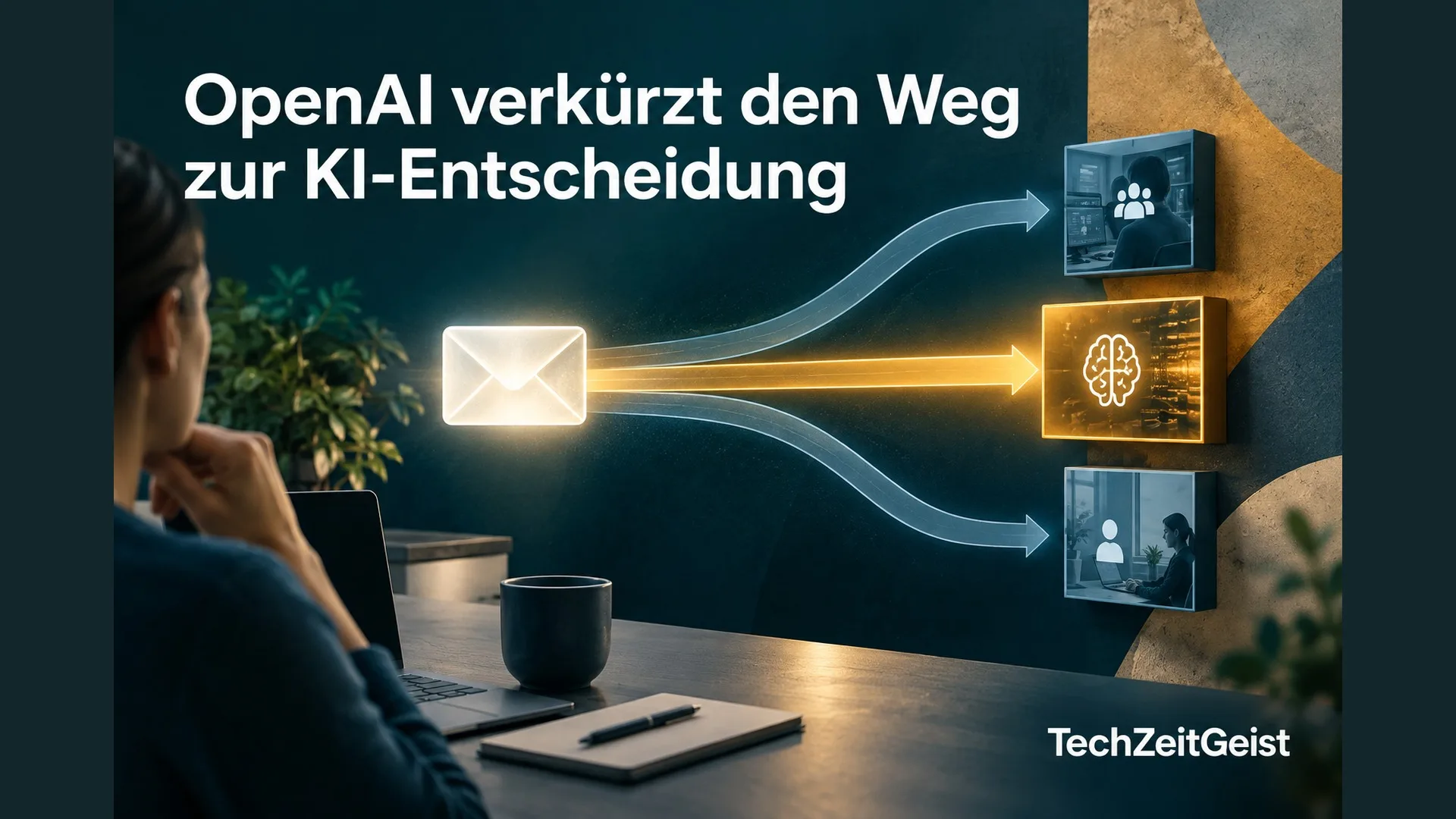 Editorial-Collage mit Nachricht, Verzweigungen und der Artikelüberschrift.