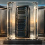 Symbolisches Servermodul in einer transparenten Schutzkammer