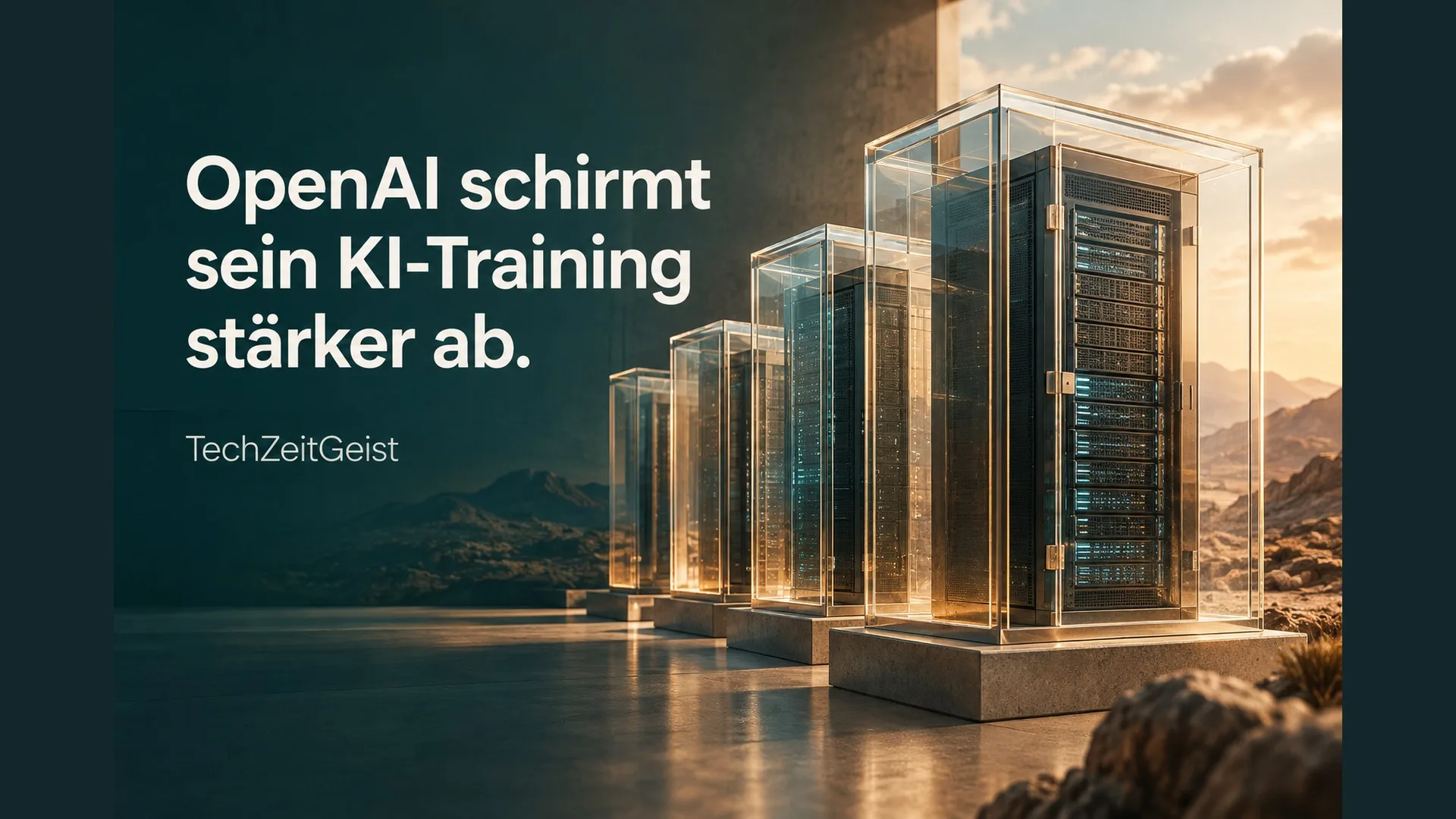 Server in Schutzkammern mit der Überschrift OpenAI schirmt sein KI-Training stärker ab.